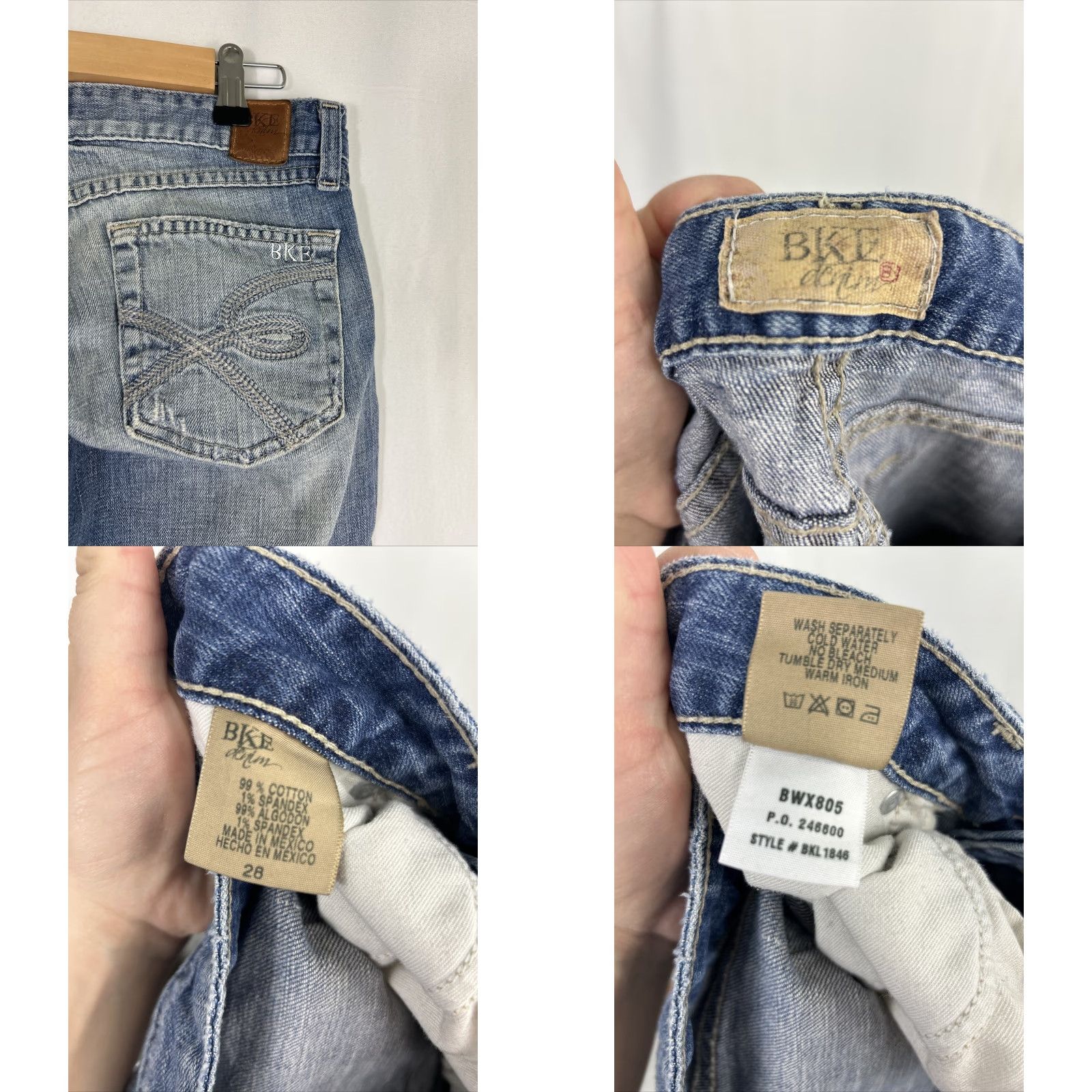 Vintage BKE Jeans Capri Womens 28 Medium Wash Distressed 5 Pocket Buckle 30X19 Size 28" / US 6 / IT 42 - 8 Thumbnail