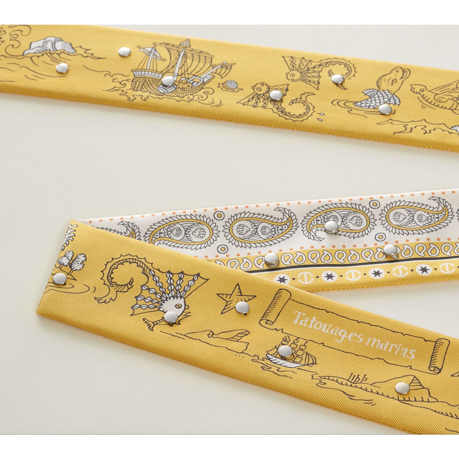 Hermes Hermes Scarf Twilly Tatouages Marins Bandana Studded Silk Size ONE SIZE - 9 Thumbnail