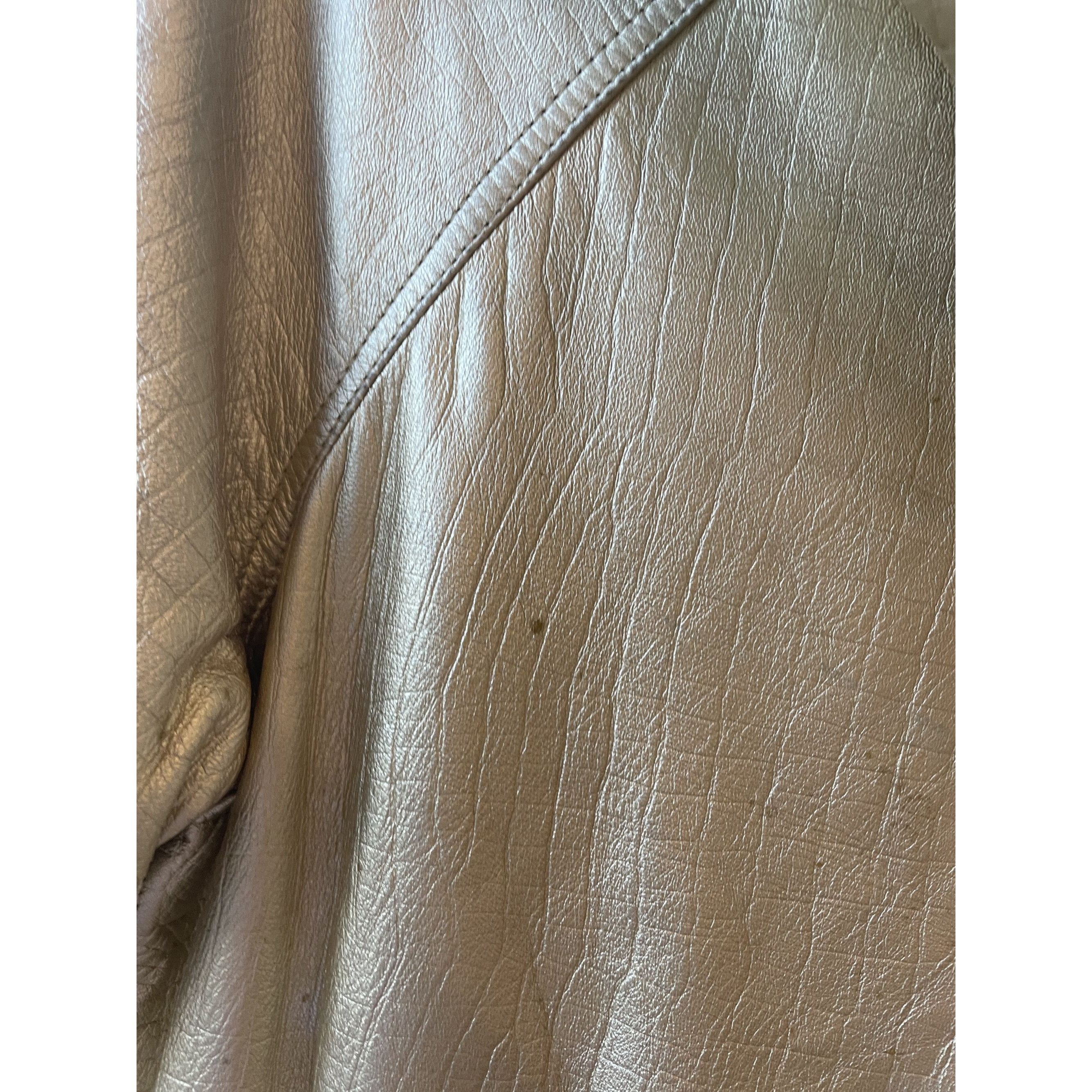 Versace Vintage Gold Metallic Hooded Leather Jacket Womens Size XS / US 0-2 / IT 36-38 - 4 Thumbnail