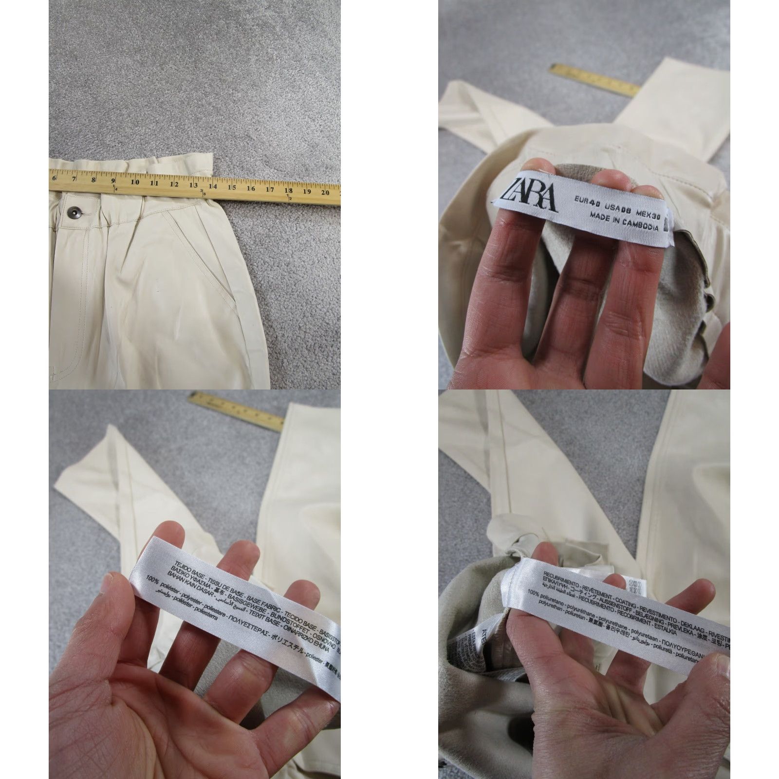 Zara ZARA Womens Pants 8 Beige Faux Leather Paperbag Waist Tapered Front Flat 90s Vibe Womens Pants Size 30" / US 8 / IT 44 - 8 Thumbnail
