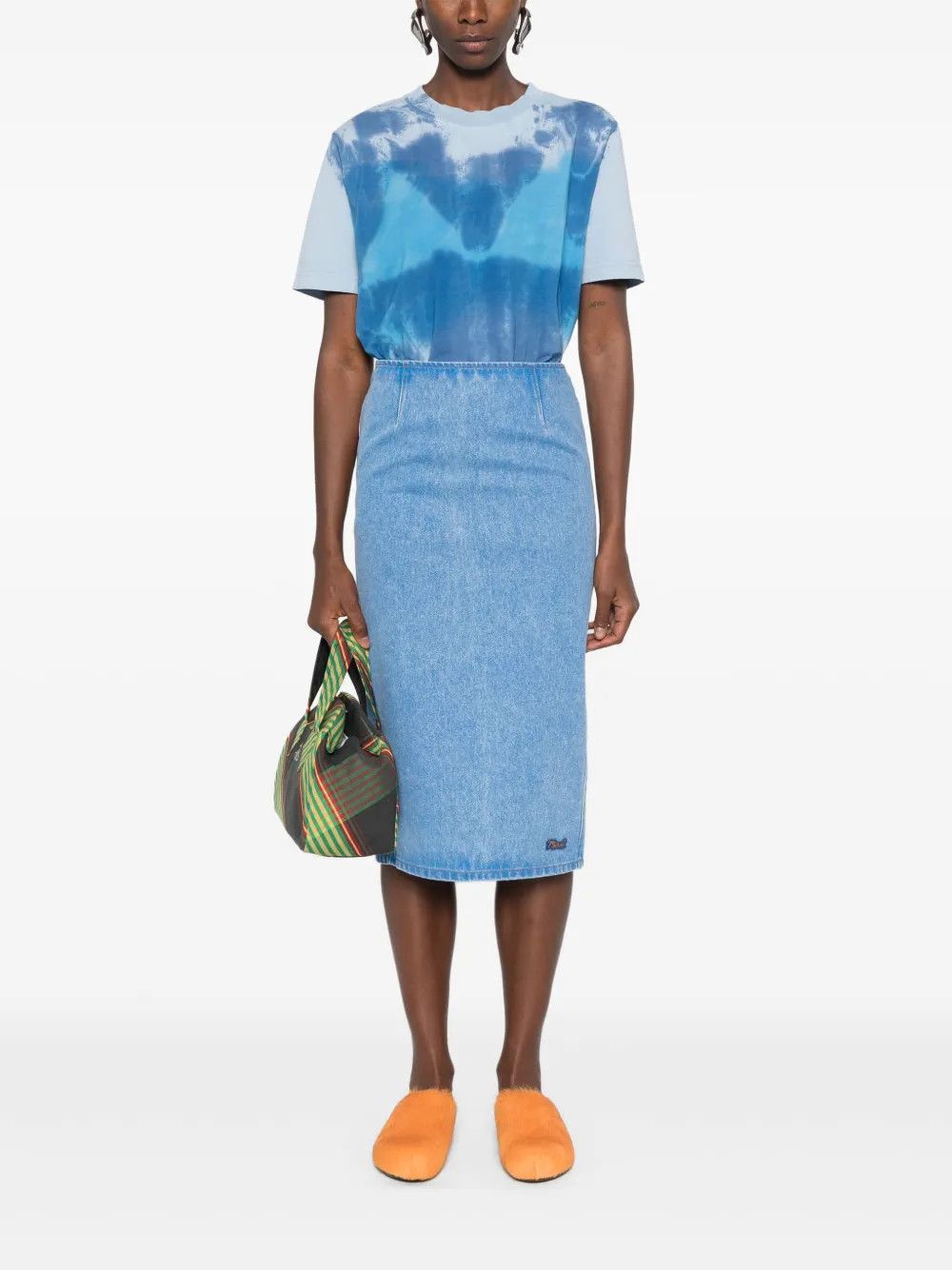 Marni o1y1125 Denim Midi Skirt in Blue Size 26" / US 2 / IT 38 - 5 Thumbnail