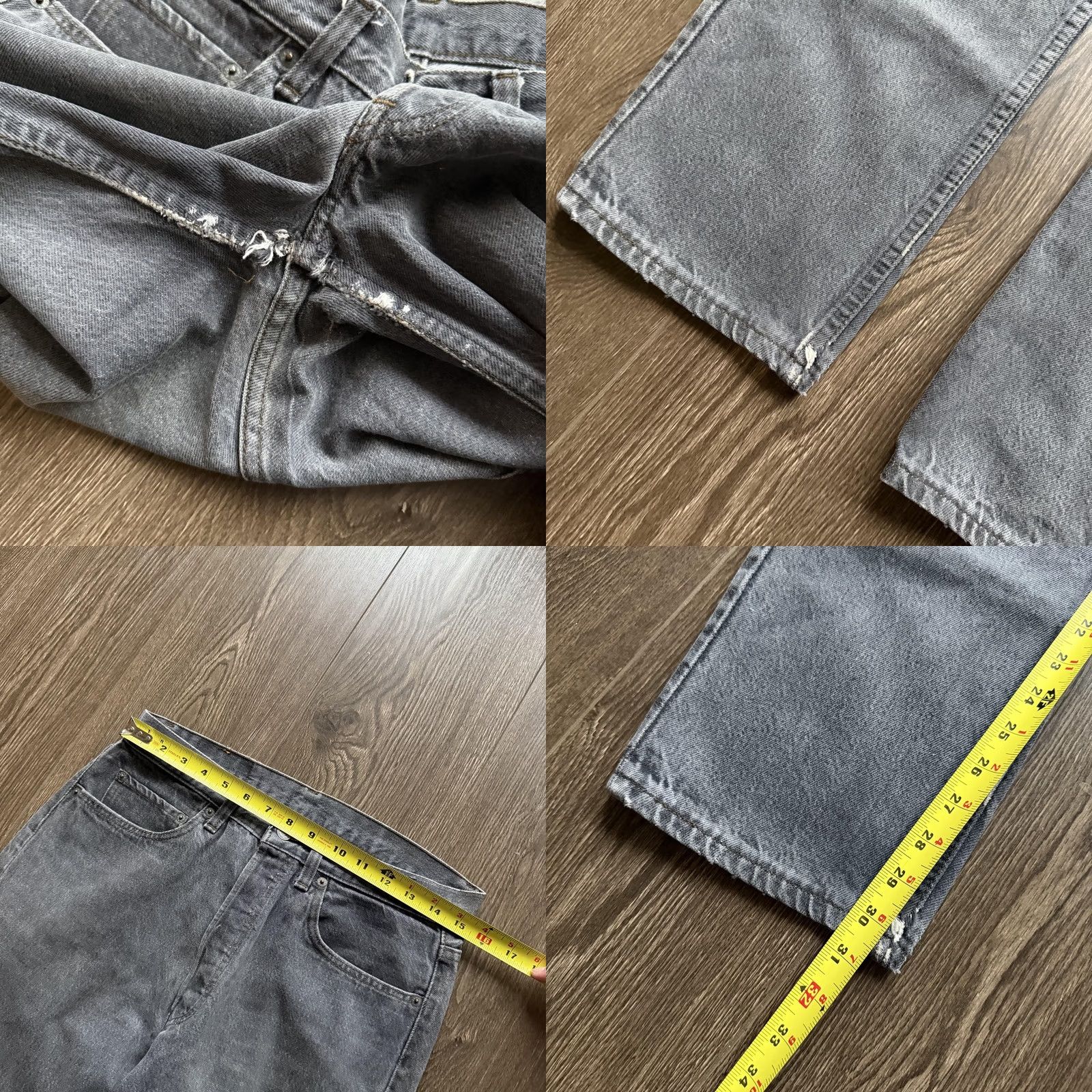 Levi's VINTAGE Levi's 501 Jeans Mens 31x31 Charcoal Wash Denim Straight Button Fly Pockets Distressed Grunge 70s 80s Size US 31 - 8 Thumbnail