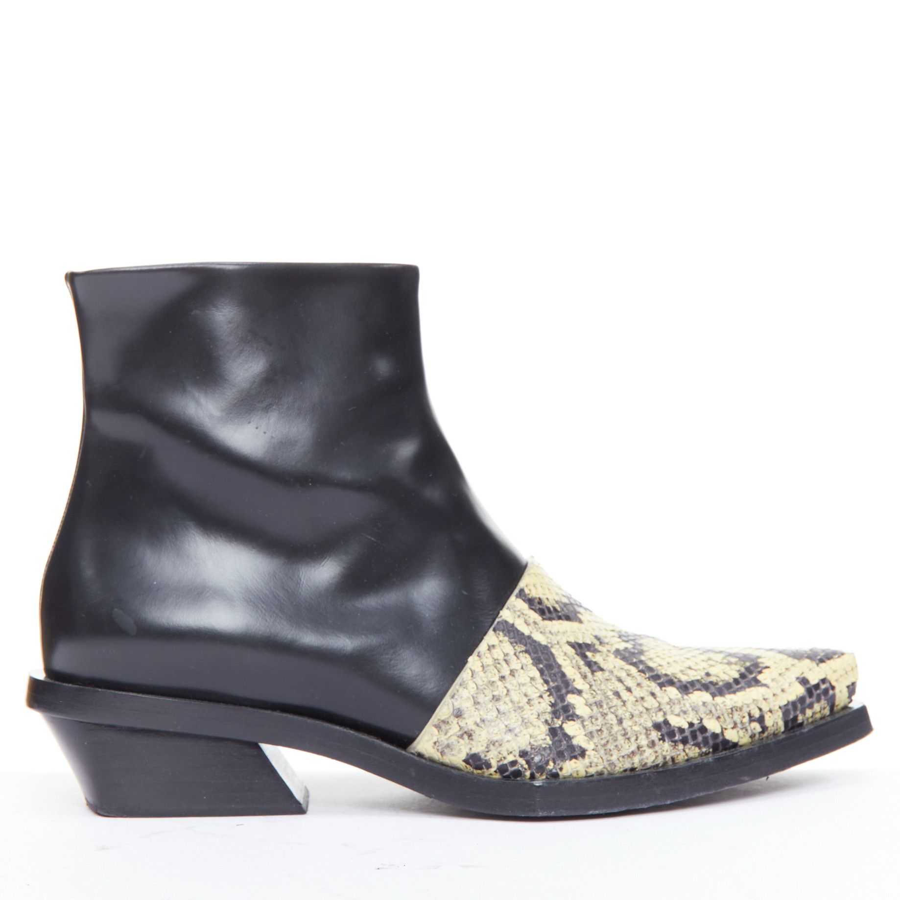 Proenza Schouler PROENZA SCHOULER natural scaled leather black cuban ankle boot EU38 Size US 8 / IT 38 - 1 Thumbnail