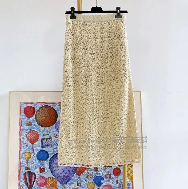 Chanel Chanel Gold Cotton Midi Skirt for Women . Size 23" - 2 Thumbnail
