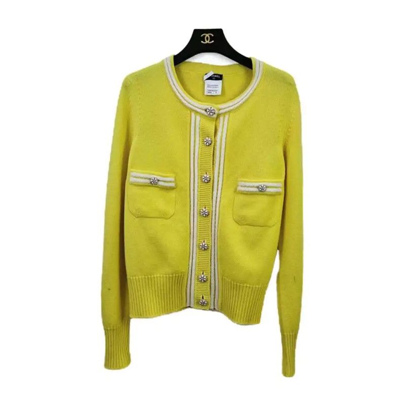 Chanel Chanel Yellow Cashmere Knit Sweater for Women 0089 Size M / US 6-8 / IT 42-44 - 1 Thumbnail