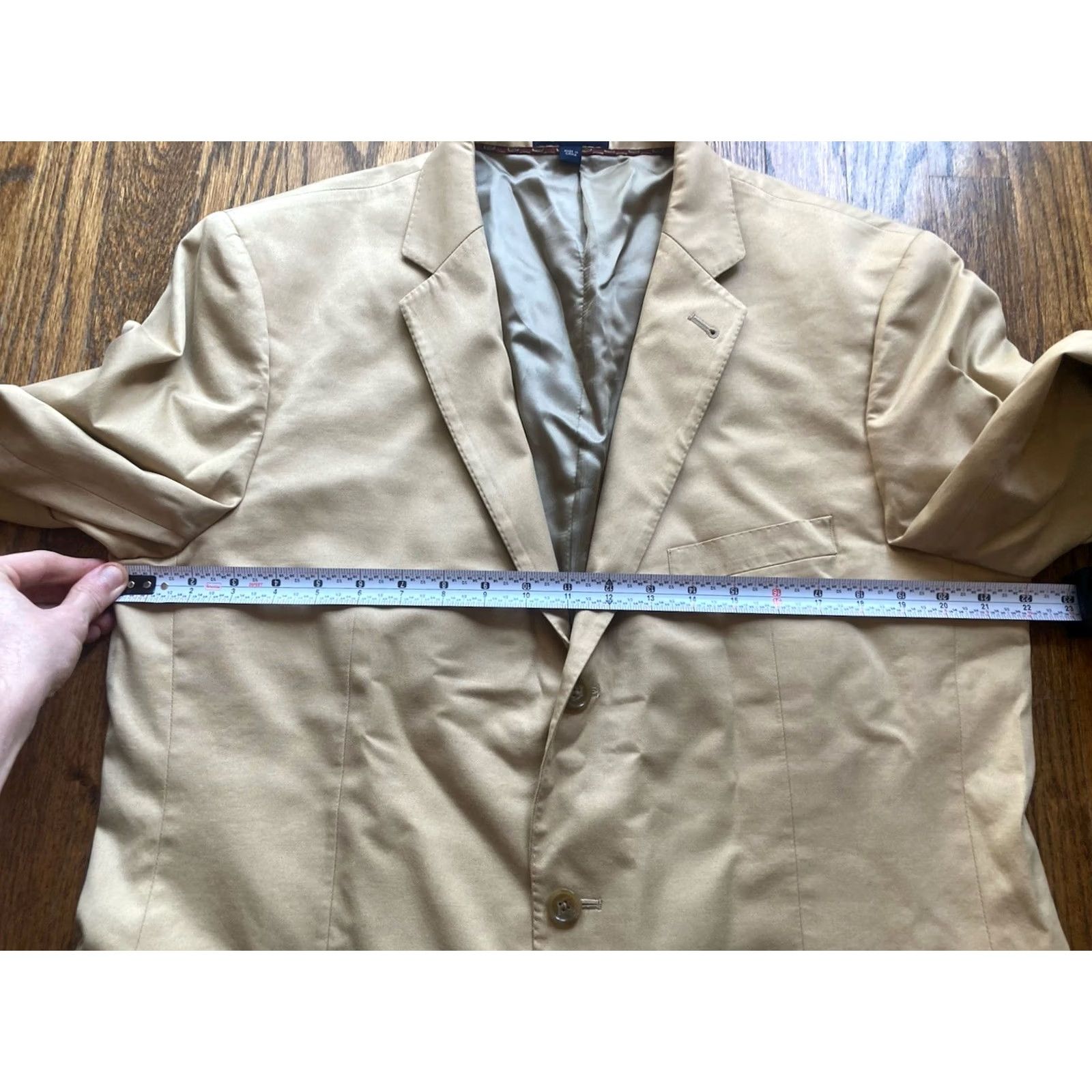 J.Crew J. Crew Blazer Mens 44L Tan 3 Button Notch Lapel Single-Breasted Cotton Beige 2 Piece Classic Jacket Coat Long Size 44R - 7 Thumbnail