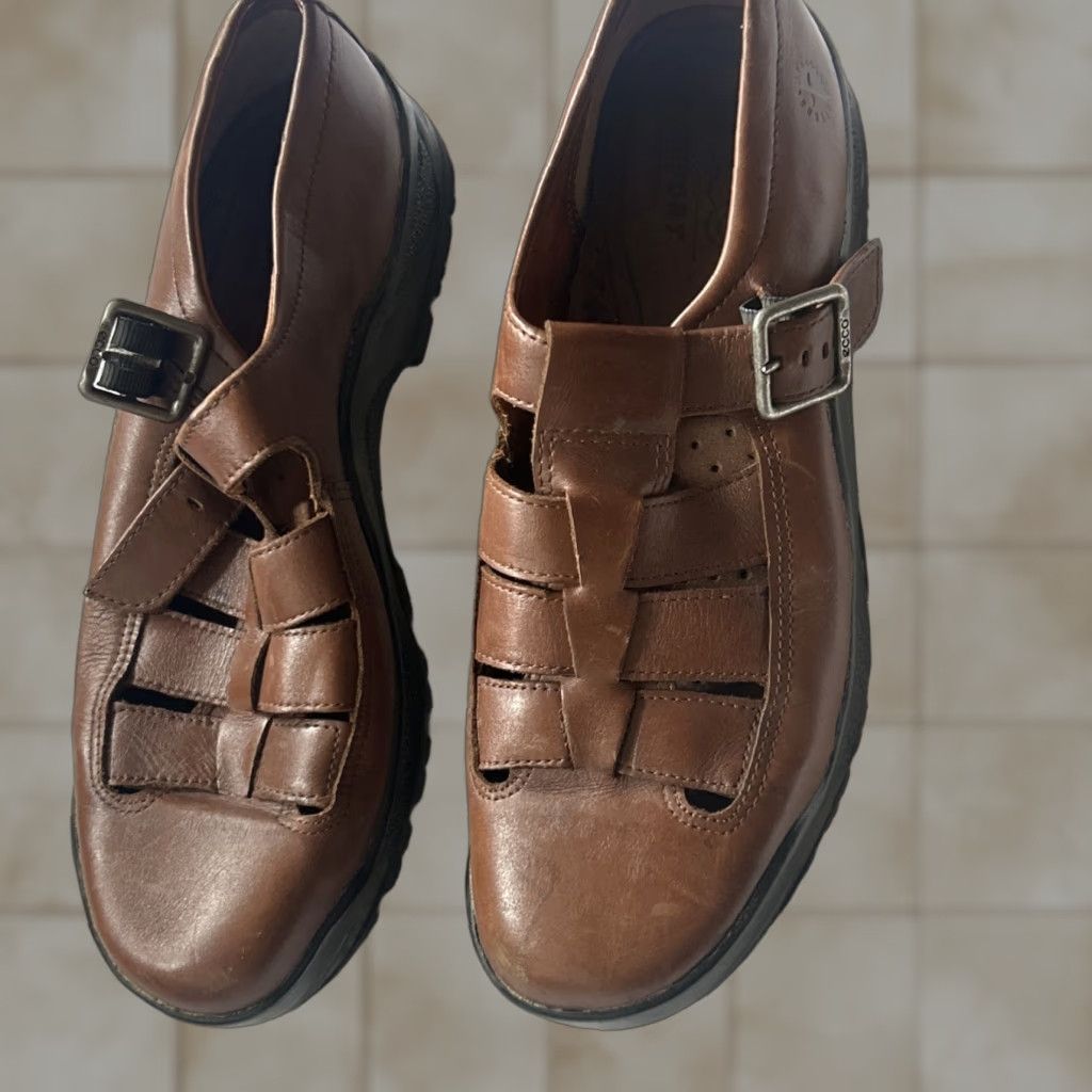 Ecco ECCO Comfort Fibre System Women's Leather Sandal Brown Buckle Casual Size 6.5 Traditional Buckle Comfort Footwear Women Brown Leather Sandal Size US 9 / IT 39 - 1 Thumbnail