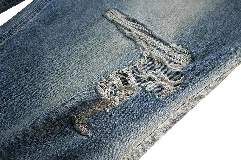 Japanese Brand × Vintage Frayed Damaged Hole Baggy Wide Leg Jean Size US 34 / EU 50 - 6 Thumbnail