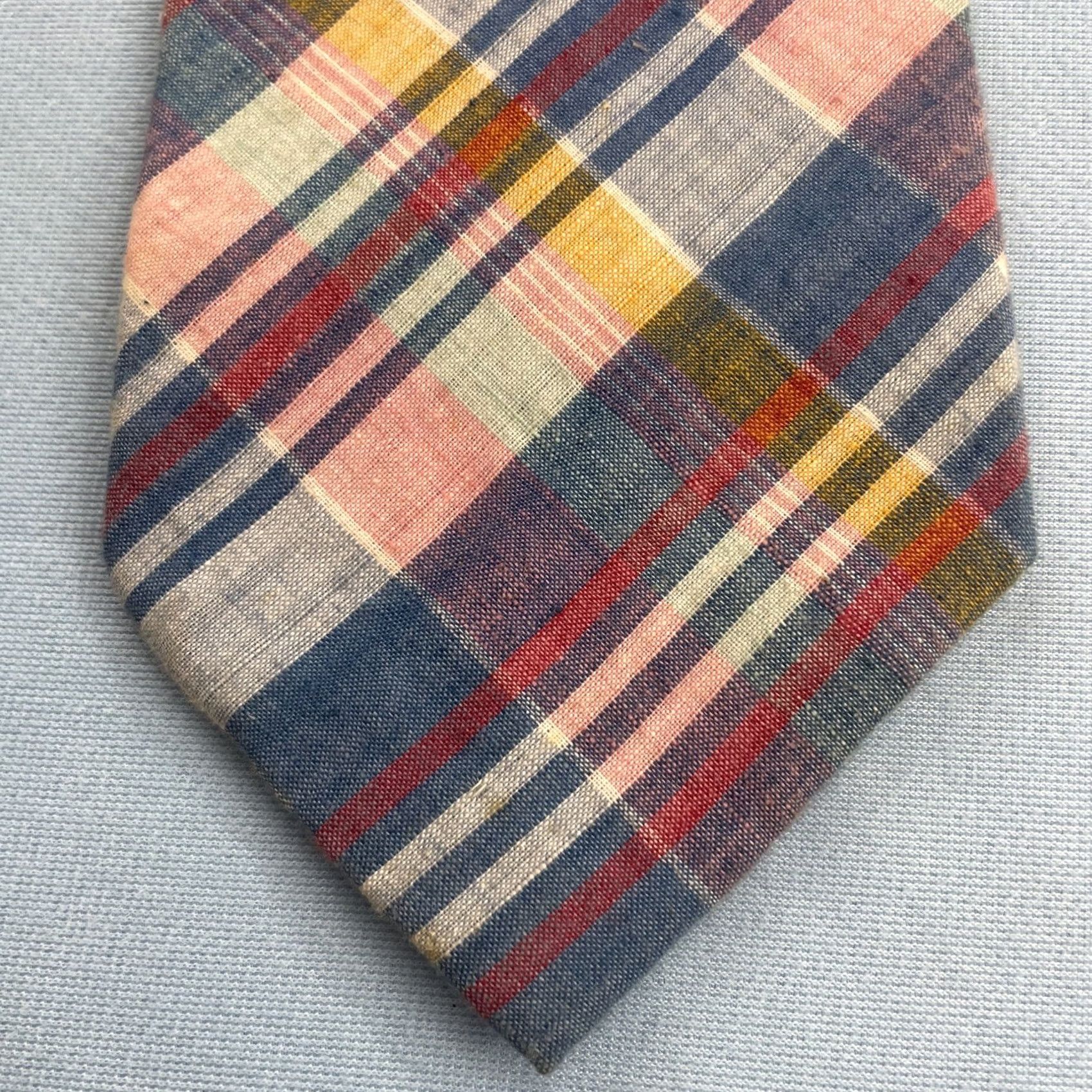 Jos. A. Bank VINTAGE Jos. A Bank Collect Cotton Hand-Made USA Plaid Tie Texture Vtg Necktie 4x58" Cap Size ONE SIZE - 2 Thumbnail