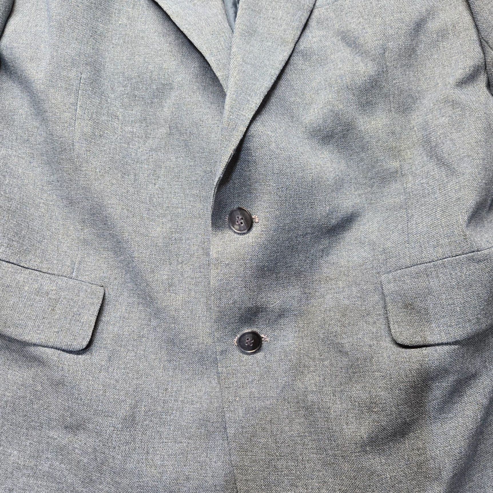 Vintage VINTAGE Hunting Horn Loui Strauss Solid Blue Two Button Blazer Sport Coat Suit Jacket Adult Men's 42R 40 Wool Polyester Rayon Blue Size 40R - 2 Thumbnail