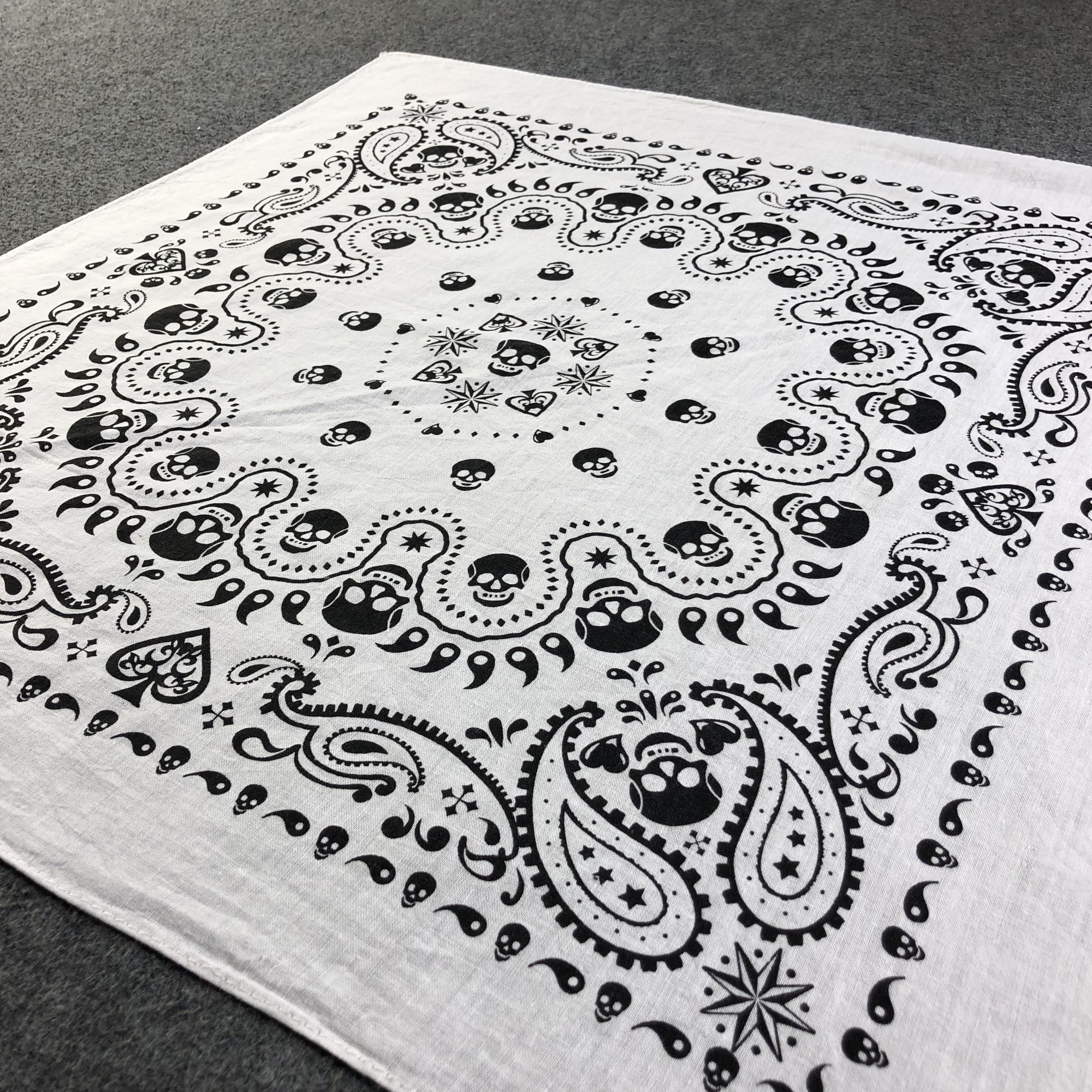 Seditionaries Skulls Paisley Bandana Neckerchief Handkerchief H2318 Size ONE SIZE - 3 Thumbnail
