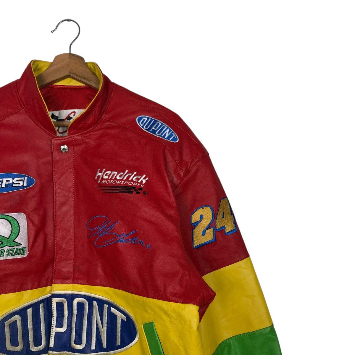 Jimi Hendrix 🔥VINTAGE GENUINE LEATHER JACKET BOMBER DUPONT HENDRIK USA Size US L / EU 52-54 / 3 - 8 Thumbnail