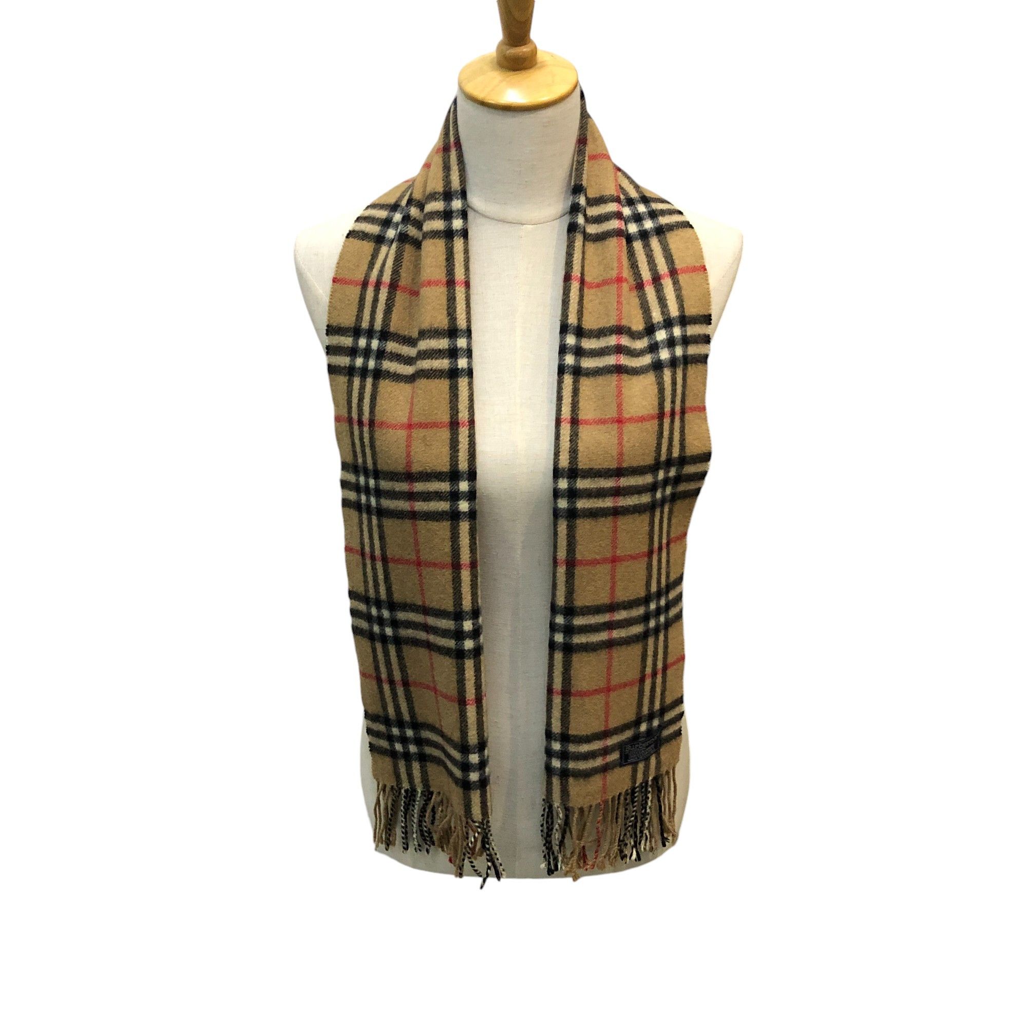 Burberry Burberry Tan Nova Check Cashmere Scarf Muffler V2836 Size ONE SIZE - 1 Thumbnail