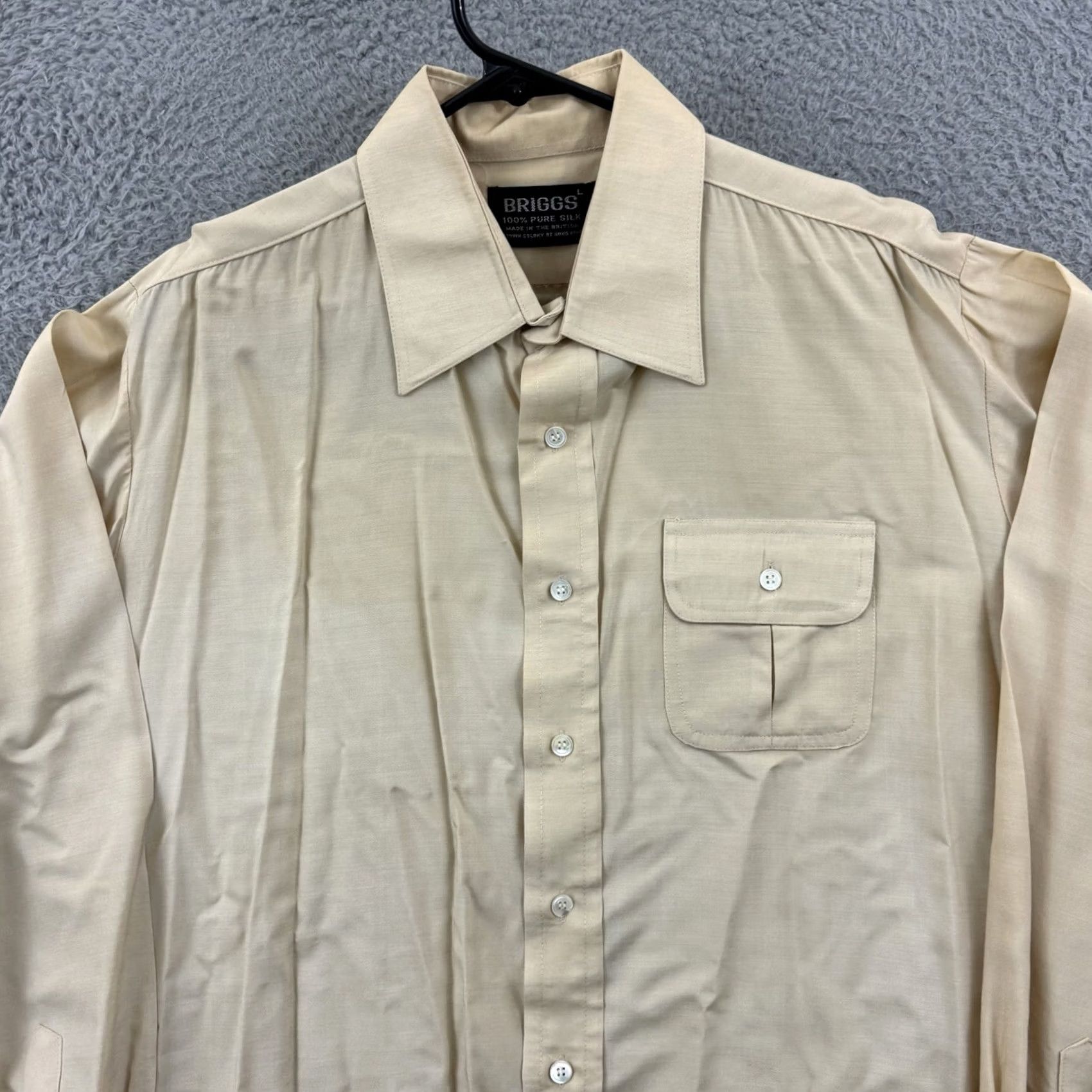 Vintage VINTAGE Briggs Shirt Mens Large Beige 80s Long Sleeve Button Silk Preppy Relaxed Size US L / EU 52-54 / 3 - 3 Thumbnail
