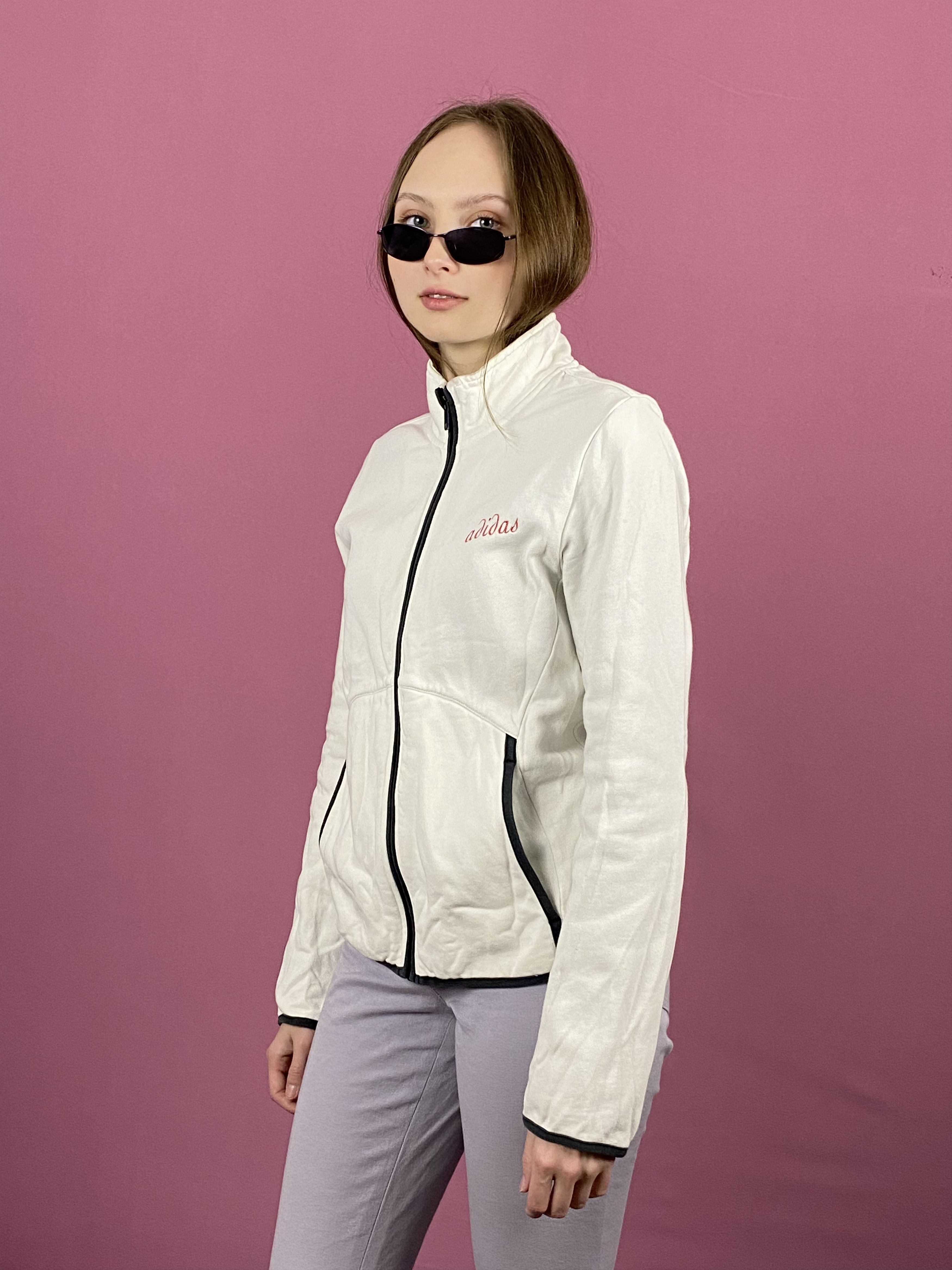Adidas × Vintage Adidas Vintage Women's Full Zip Sweatshirt - M White Size M / US 6-8 / IT 42-44 - 2 Thumbnail