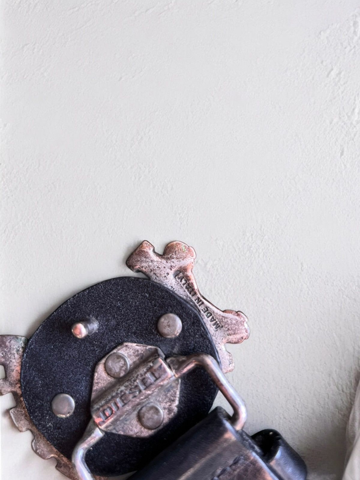 Diesel × Vintage DIESEL MOTOR SKULL METAL BELT VINTAGE LEATHER AVANT GARDE Size ONE SIZE - 4 Thumbnail