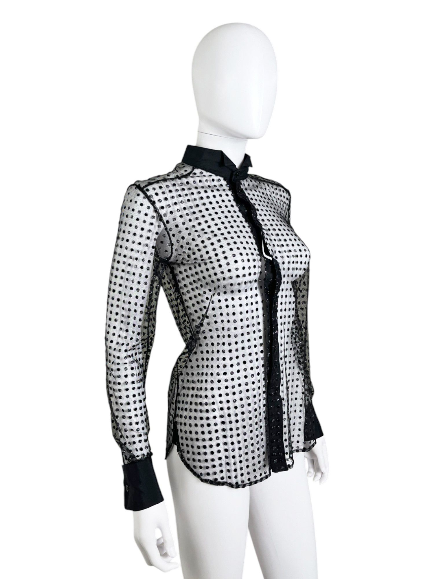Saint Laurent Paris by Hedi Slimane S/S 2016 Transparent Silver Pois Shirt Size S / US 4 / IT 40 - 2 Thumbnail