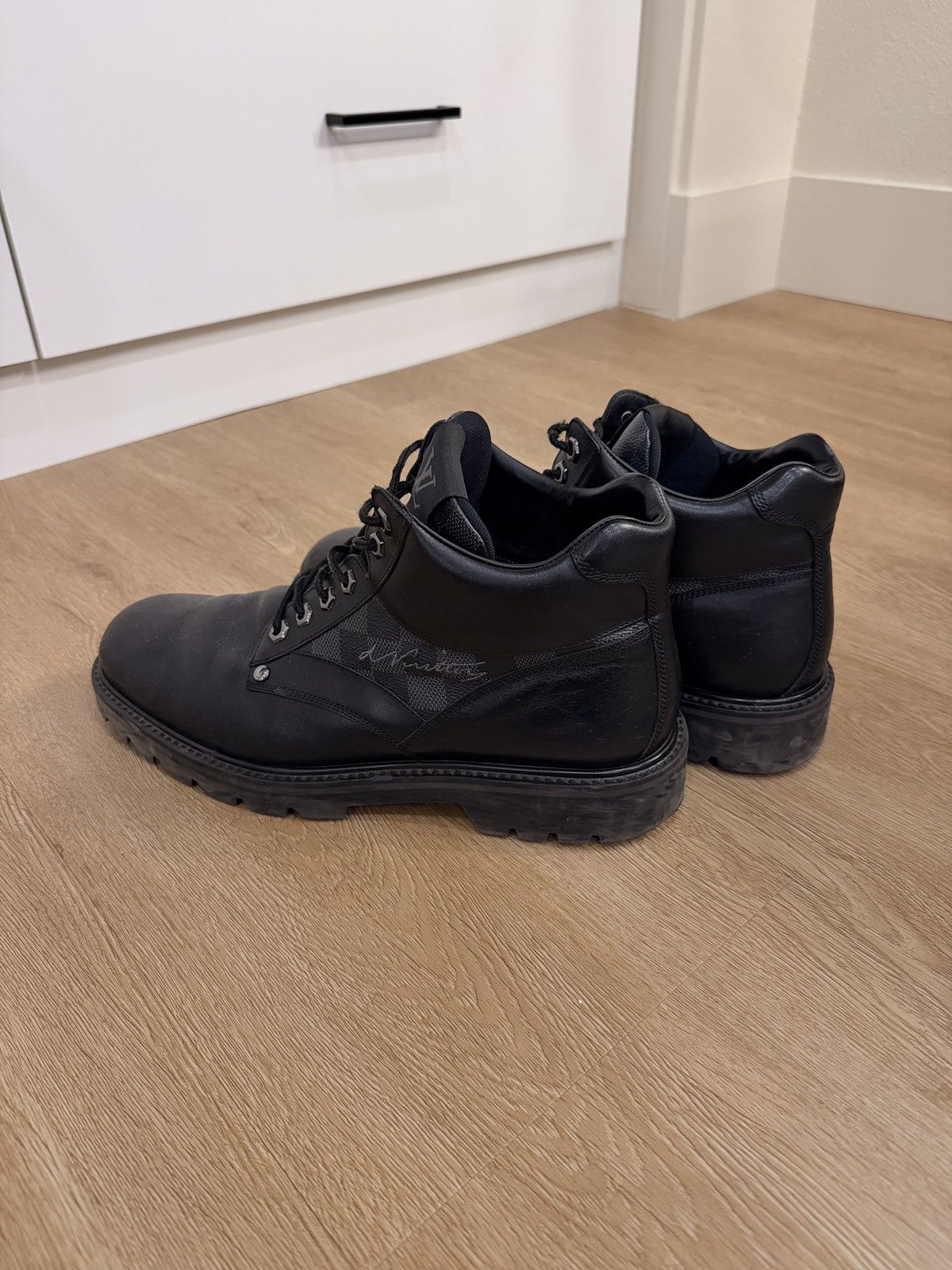Louis Vuitton Louis Vuitton Damier Graphite Leather Boots Size US 10.5 / EU 43-44 - 2 Thumbnail