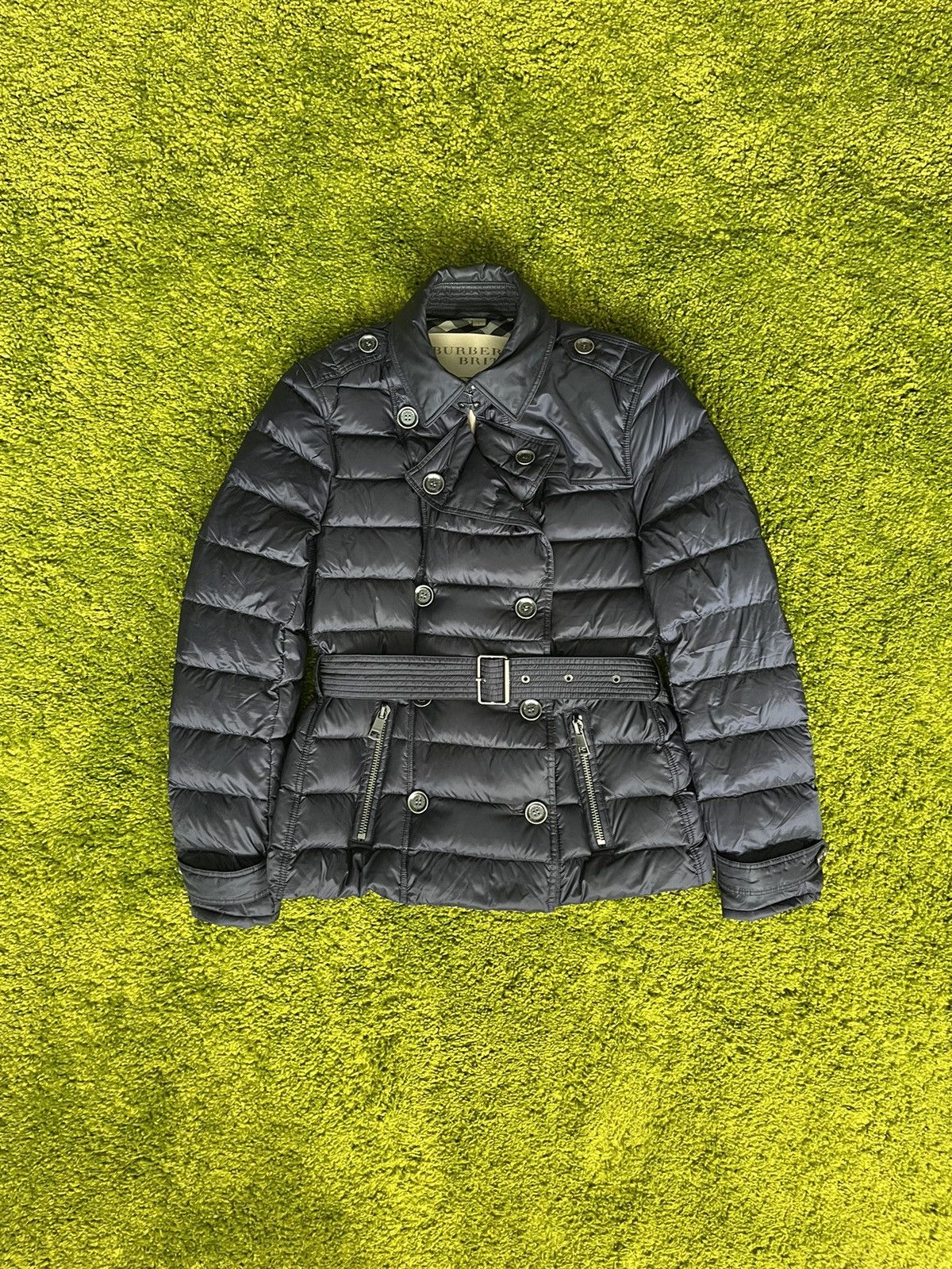 Burberry × Designer Burberry Brit belted down puffer jacket Size L / US 10 / IT 46 - 1 Thumbnail