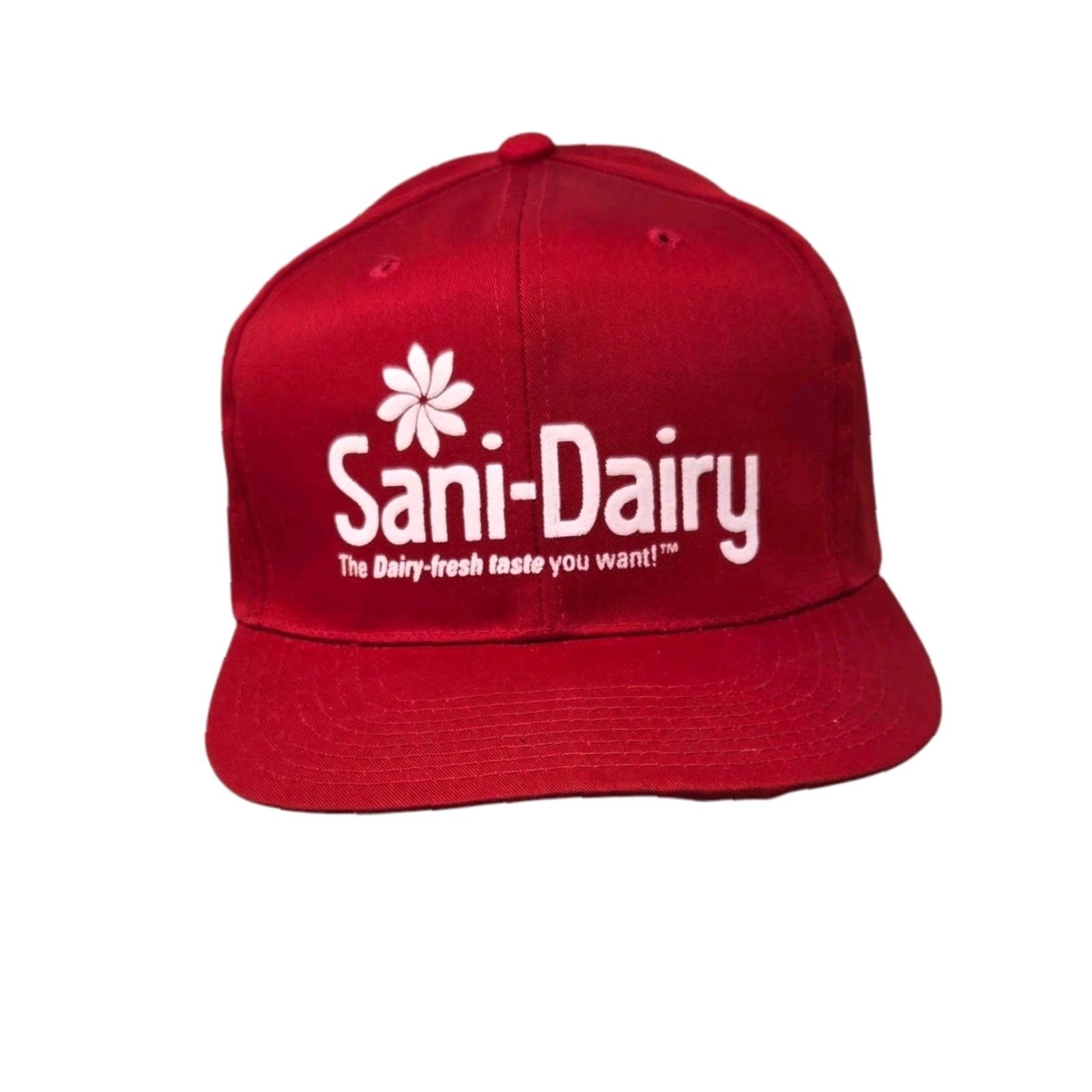 Vintage VINTAGE Sani Dairy Milk Trucker Hat Pennsylvania Red Snapback Adjustable Hat Men One Size Red Snapback Adjustable Vintage Size ONE SIZE - 2 Thumbnail