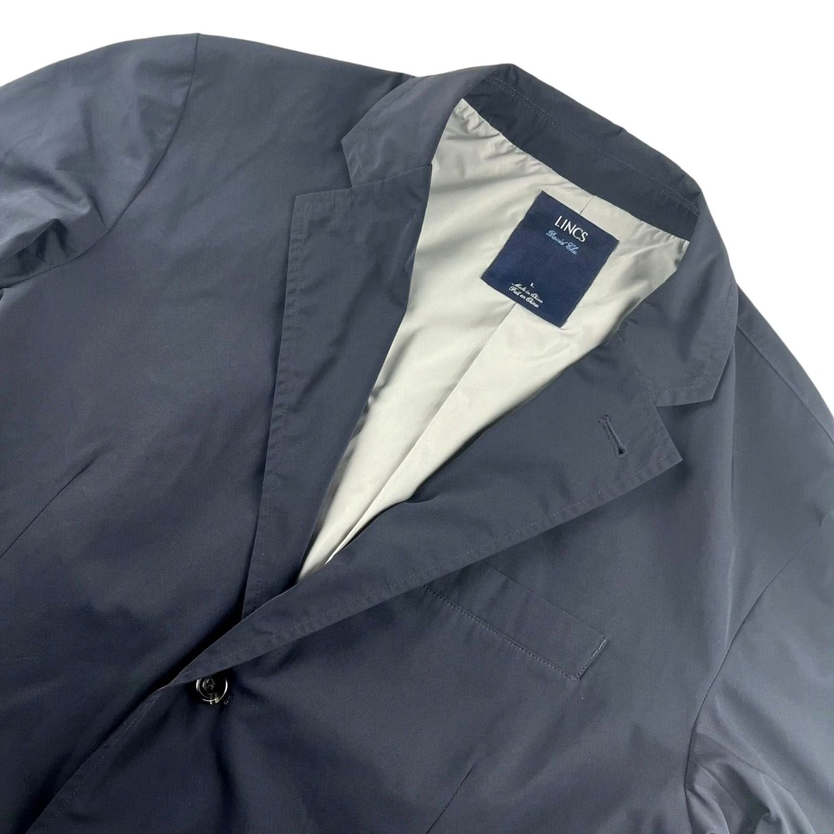 Vintage LINCS DC & Co David Chu Men's Nylon Wind/Rain Blazer Jacket Blue Large Size 42R - 2 Thumbnail