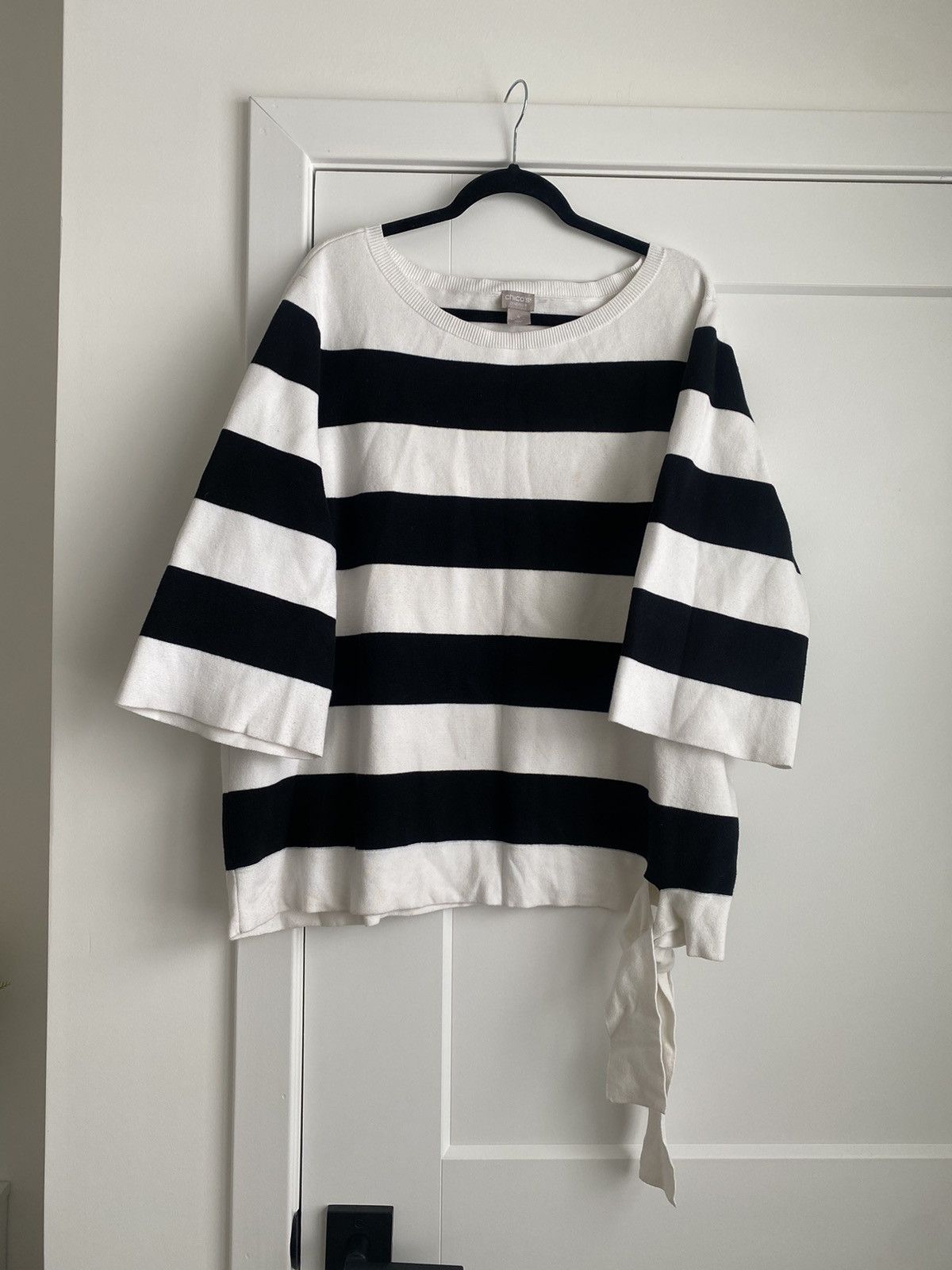 Chicos Chico's Womens Sweater Size XXL Black White Striped Sleeve Size XXL / US 16-18 / IT 52-54 - 6 Thumbnail