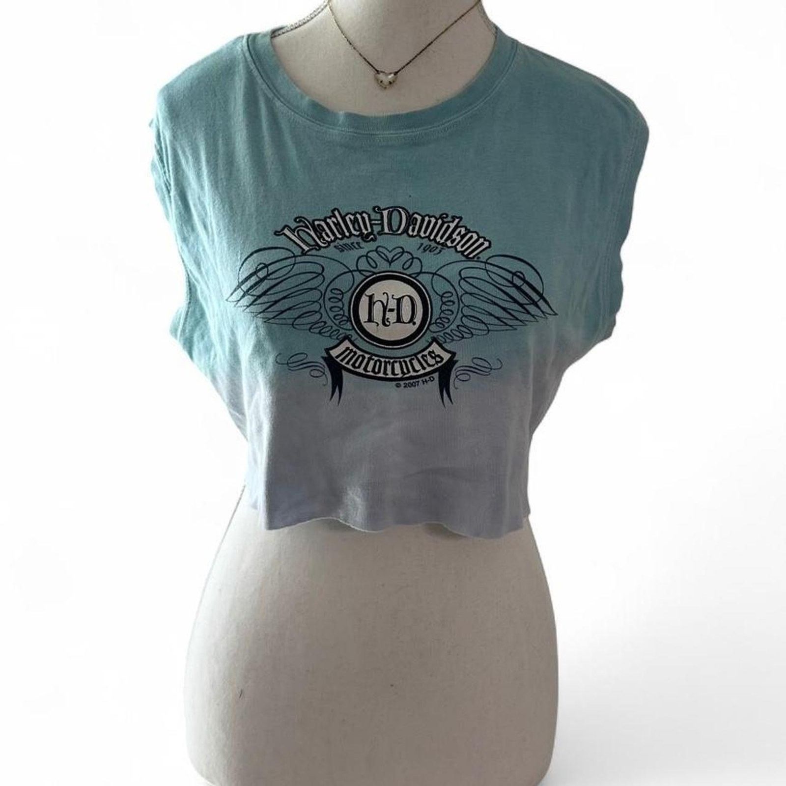 Harley Davidson Harley Davidson Cropped Tank Blue White 100%Cotton Size XL Size XL / US 12-14 / IT 48-50 - 1 Thumbnail
