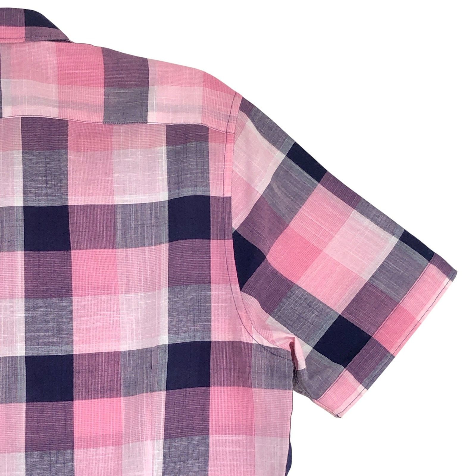 Good Man Brand GoodMan Brand Shirt S Pink Navy Plaid Short Sleeve TINY FLAW Size US S / EU 44-46 / 1 - 14 Thumbnail