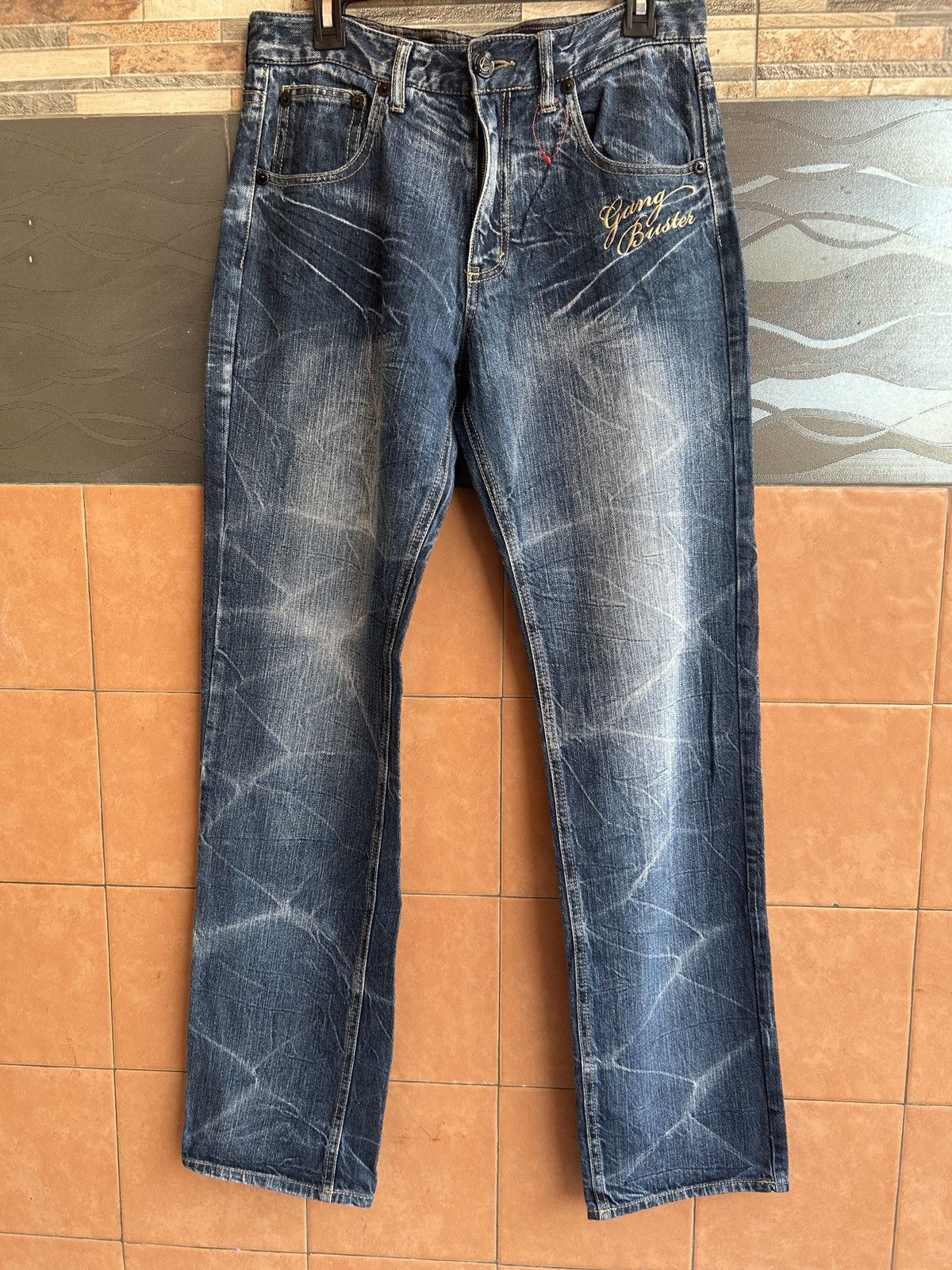 If Six Was Nine Vintage Gang Buster Spellout Distressed Pant Size US 29 - 1 Thumbnail