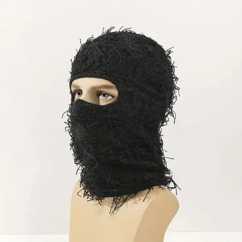 Japanese Brand Balaclava Distressed Knitted Fuzzy Beanie Hat Size ONE SIZE - 4 Thumbnail