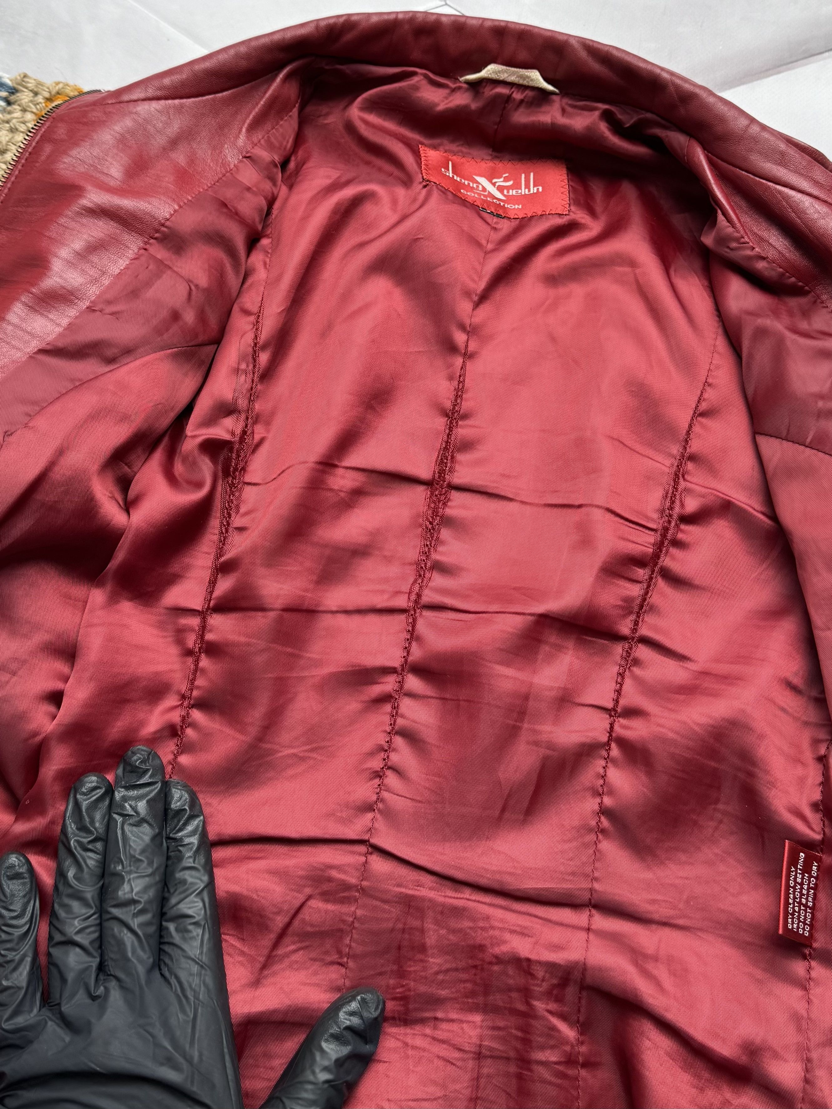 Vintage Vintage Red Leather Jacket Zip Up Fitted Y2K Style (E4) Size S / US 4 / IT 40 - 10 Thumbnail