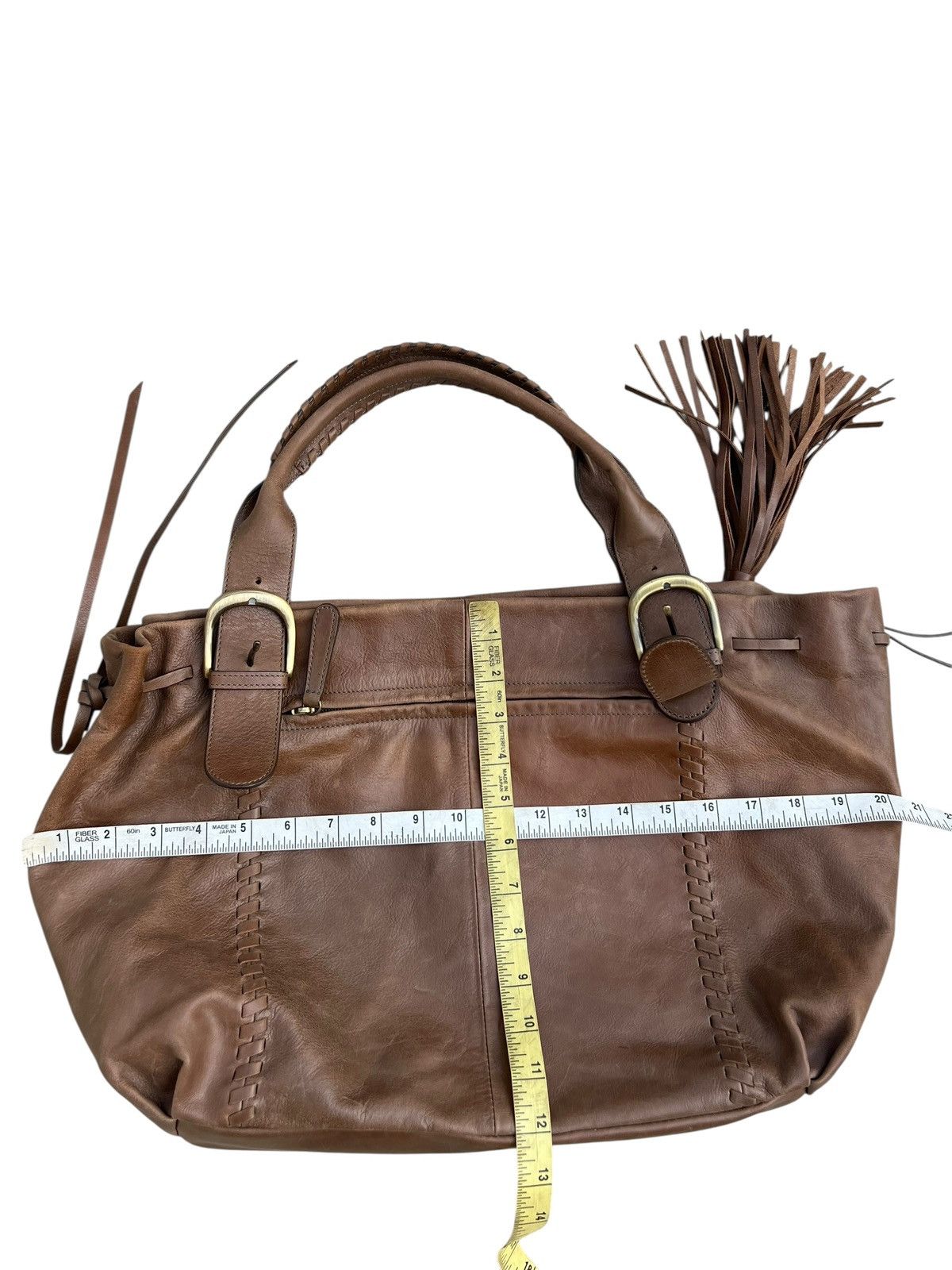 Leather Vintage Sazaby Japan Scratches Patina Leather Shoulder Bag Size ONE SIZE - 3 Thumbnail