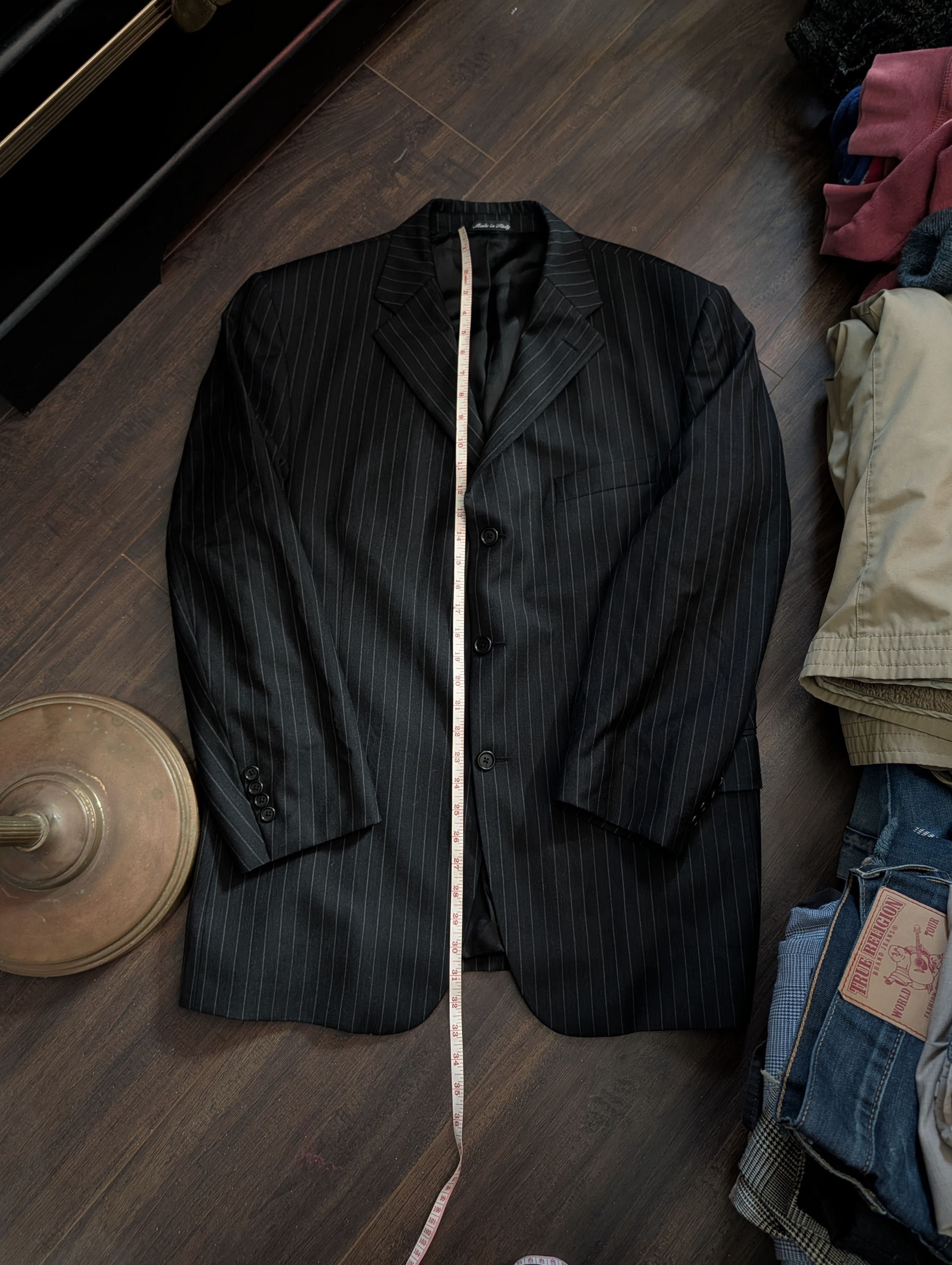Zanieri Vitale Barberis Super 110s flannel wool striped jacket Size 44R - 13 Thumbnail