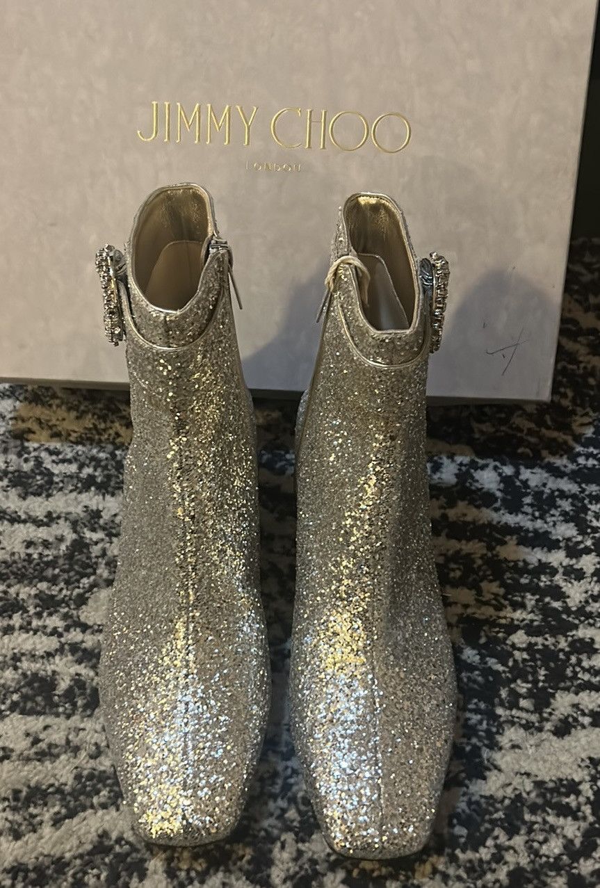 Jimmy Choo JIMMY CHOO Dazzling Coarse Glitter Fabric Crystal Myan Boots Size US 8 / IT 38 - 5 Thumbnail