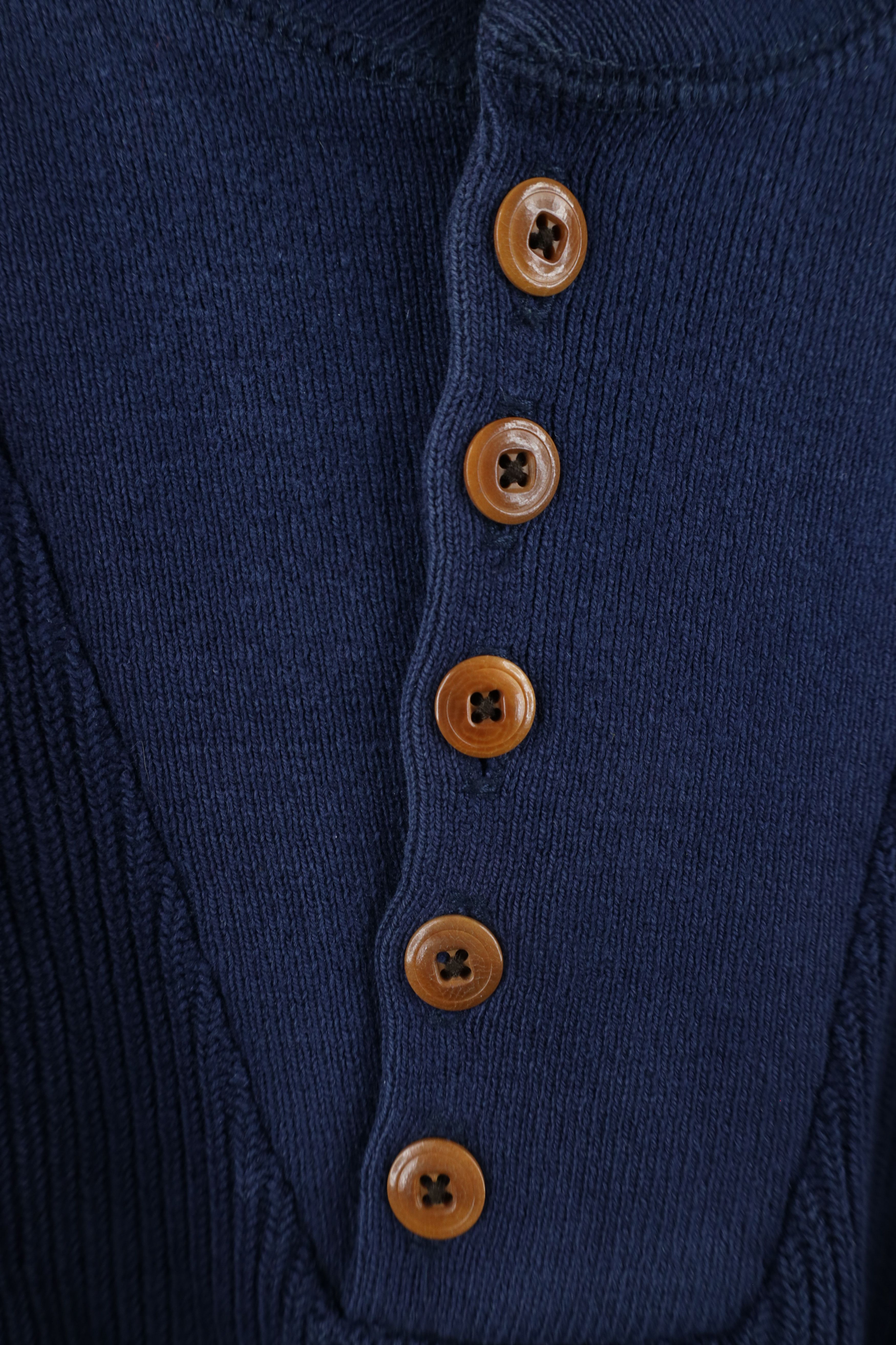 Lands' End × Vintage Vintage 90s Lands End Cotton Ribbed Knit Henley Sweater USA Size US L / EU 52-54 / 3 - 11 Thumbnail