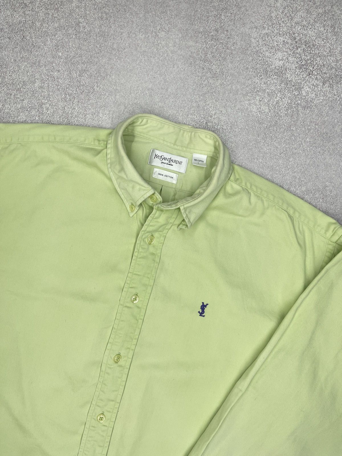Yves Saint Laurent Vintage Yves Saint Laurent Cotton Shirt Green Luxury YSL Size US L / EU 52-54 / 3 - 4 Thumbnail