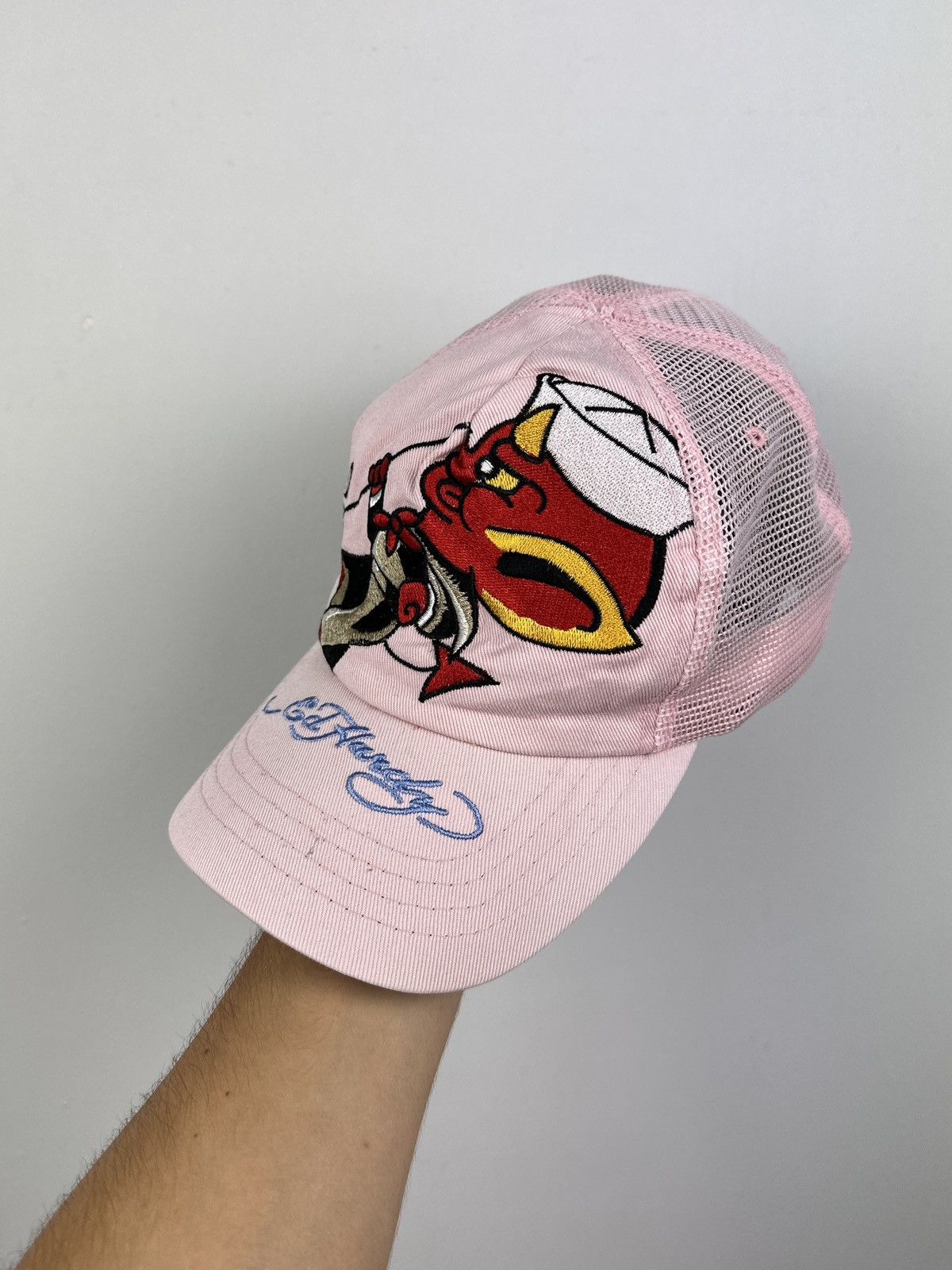 Christian Audigier × Ed Hardy 👹Vintage Y2K Ed Hardy Devil Logo Pink Cap Size ONE SIZE - 2 Thumbnail
