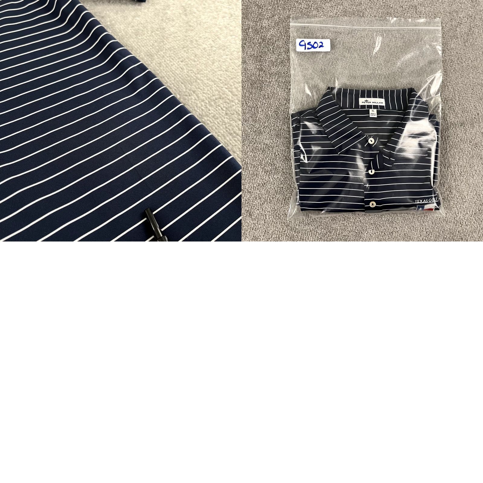 Peter Millar PETER MILLAR Polo Shirt Mens XL Blue White Striped Texas Golf Hall of Fame HOF Pol o Shirt? Size US XL / EU 56 / 4 - 8 Thumbnail