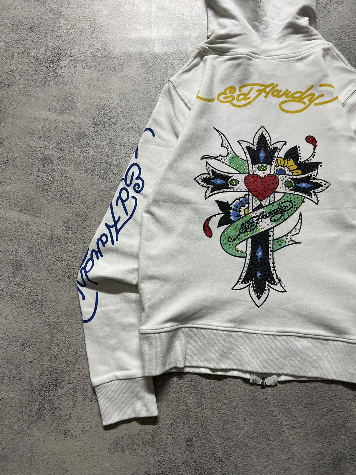 Ed Hardy Vintage Y2k Ed Hardy 🤍 Cross Tattoo ❤️ Zip Hoodie 00’s Size S / US 4 / IT 40 - 10 Thumbnail