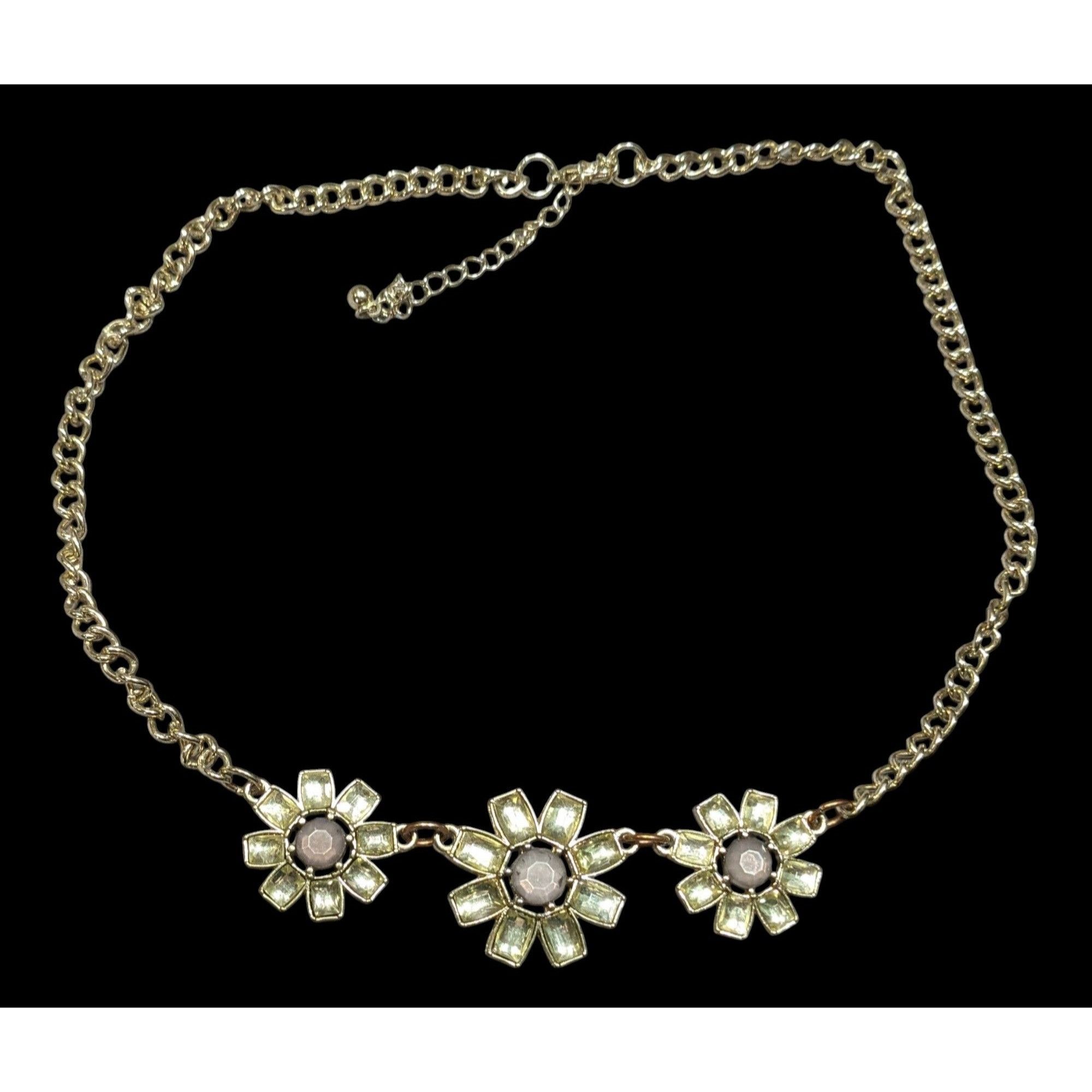 Other Retro Fairycore Gemmed Triple Flower Necklace Size ONE SIZE - 1 Thumbnail