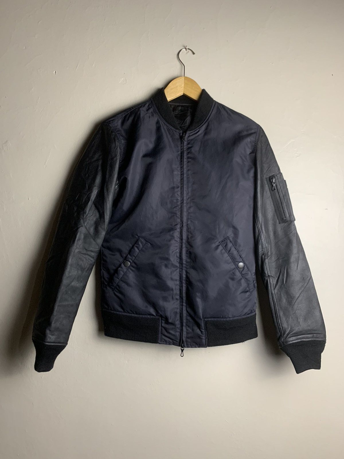 Katharine Hamnett London Katharine Hamnett Hybrid Leather Nylon Bomber ...