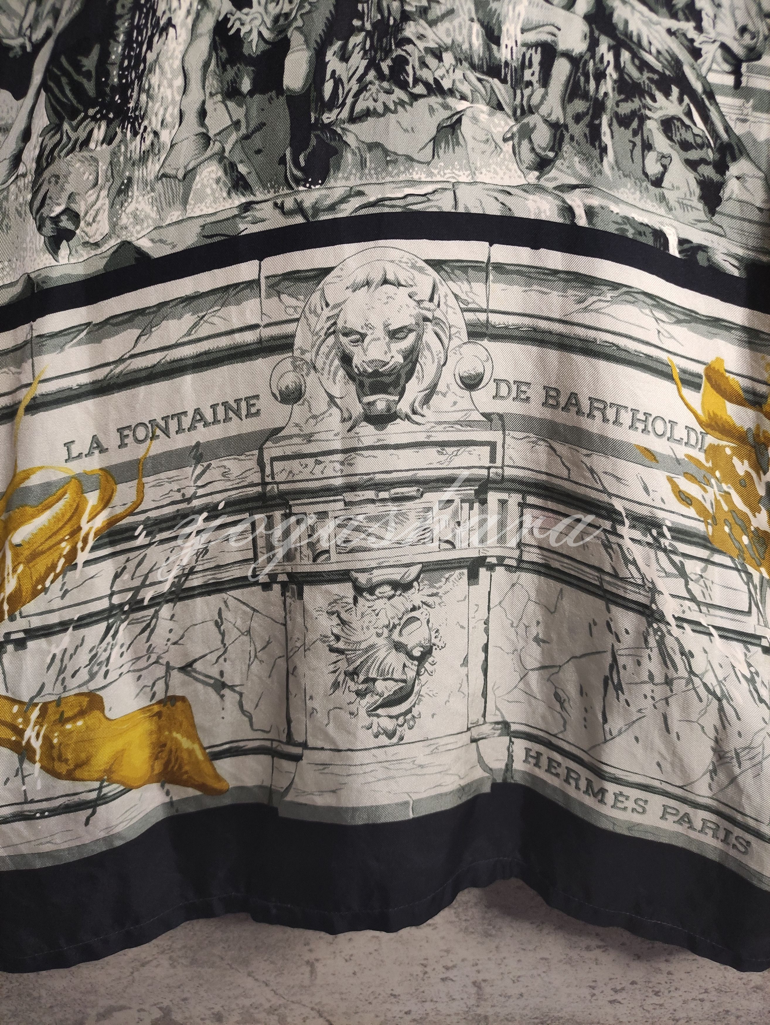Hermes × Vintage Vintage Luxury - Hermes 'La Fontaine de Bartoldi' Silk Shirt Size US XL / EU 56 / 4 - 8 Thumbnail