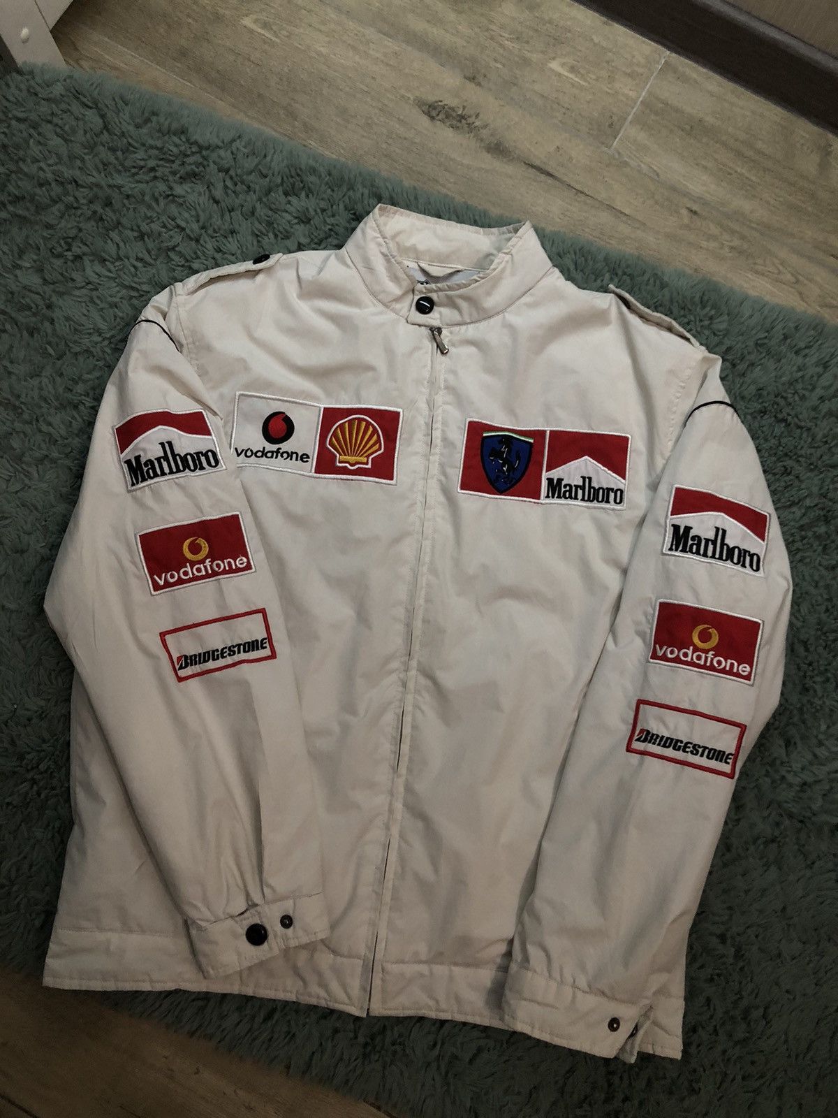 Image of Marlboro Ferrari Race Jacket Racing Champions Apparel in White, Men's (Size XL)