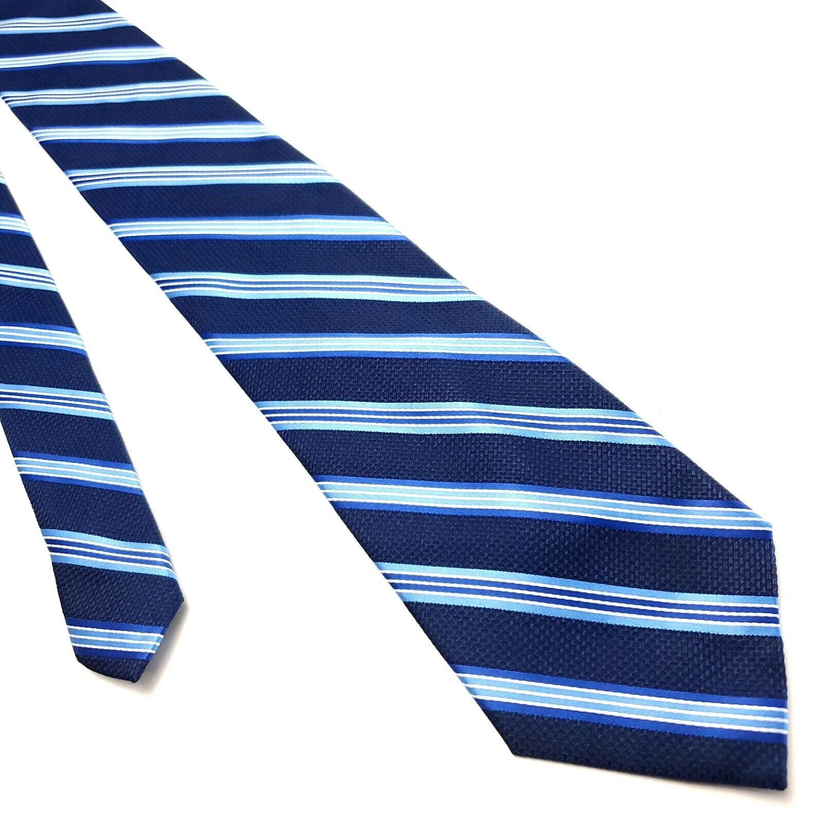 Stafford Stafford Blue Silk Tie Woven Striped Size ONE SIZE - 1 Thumbnail