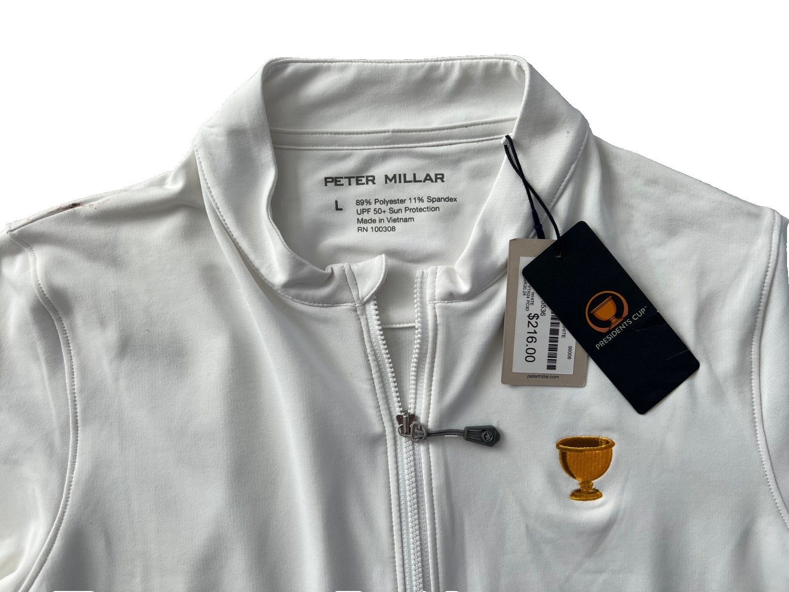 Peter Millar Peter Millar Presidents Cup Katy Zip Jacket Top White ( L ) Size L / US 10 / IT 46 - 2 Thumbnail