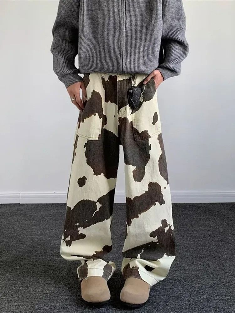 Vintage Cyber Y2K Streetwear Cow Pattern Baggy Size US 30 / EU 46 - 1 Thumbnail