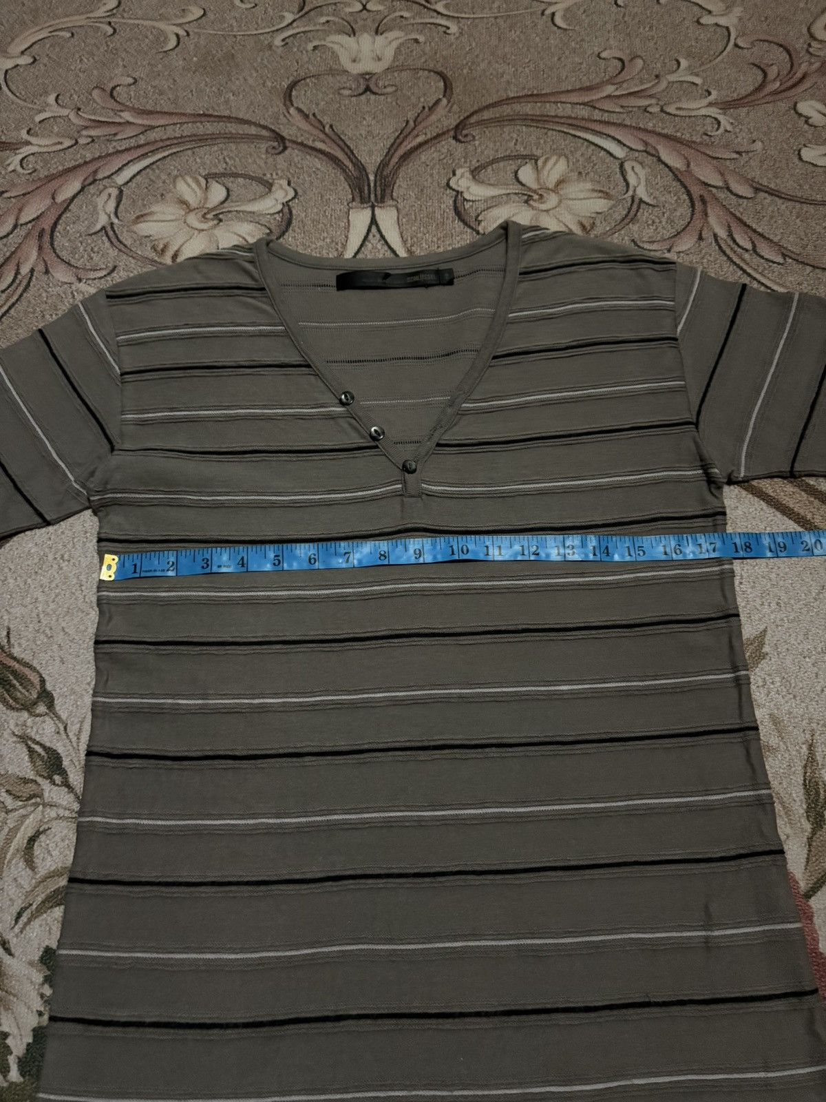 Designer × Japanese Brand × Schlussel Japanese Brand SCHLUSSEL Striped Vneck T-Shirt Size US S / EU 44-46 / 1 - 8 Thumbnail