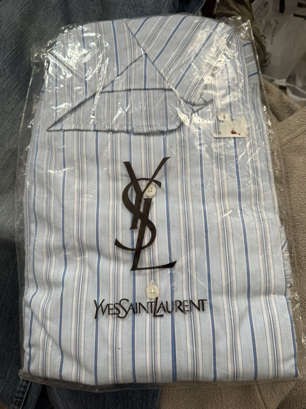 Yves Saint Laurent Blue YSL Shirt Cotton NWT Yves Saint Laurent dress shirt Size US XL / EU 56 / 4 - 1 Thumbnail