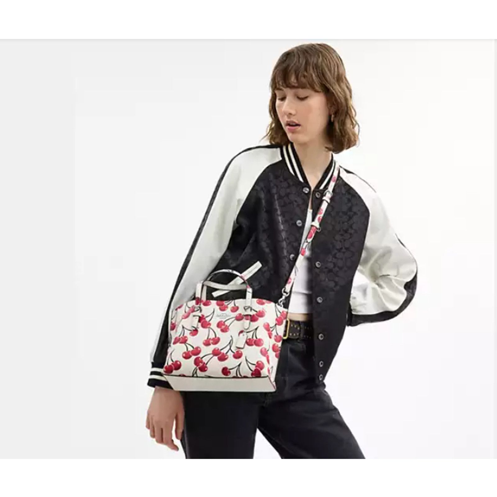 Coach Coach Mollie Tote Bag 25 Crossbody Cherry Print Leather NWT Size ONE SIZE - 4 Thumbnail