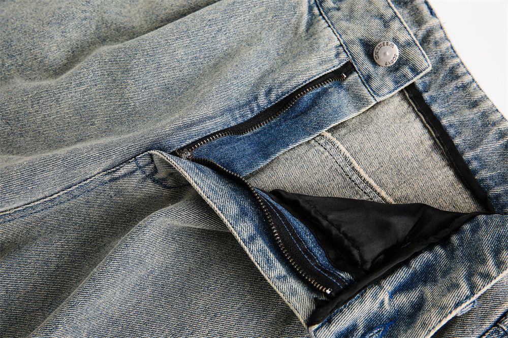 Japanese Brand × Jean Men's washed distressed loose straight denim shorts Size US 32 / EU 48 - 4 Thumbnail